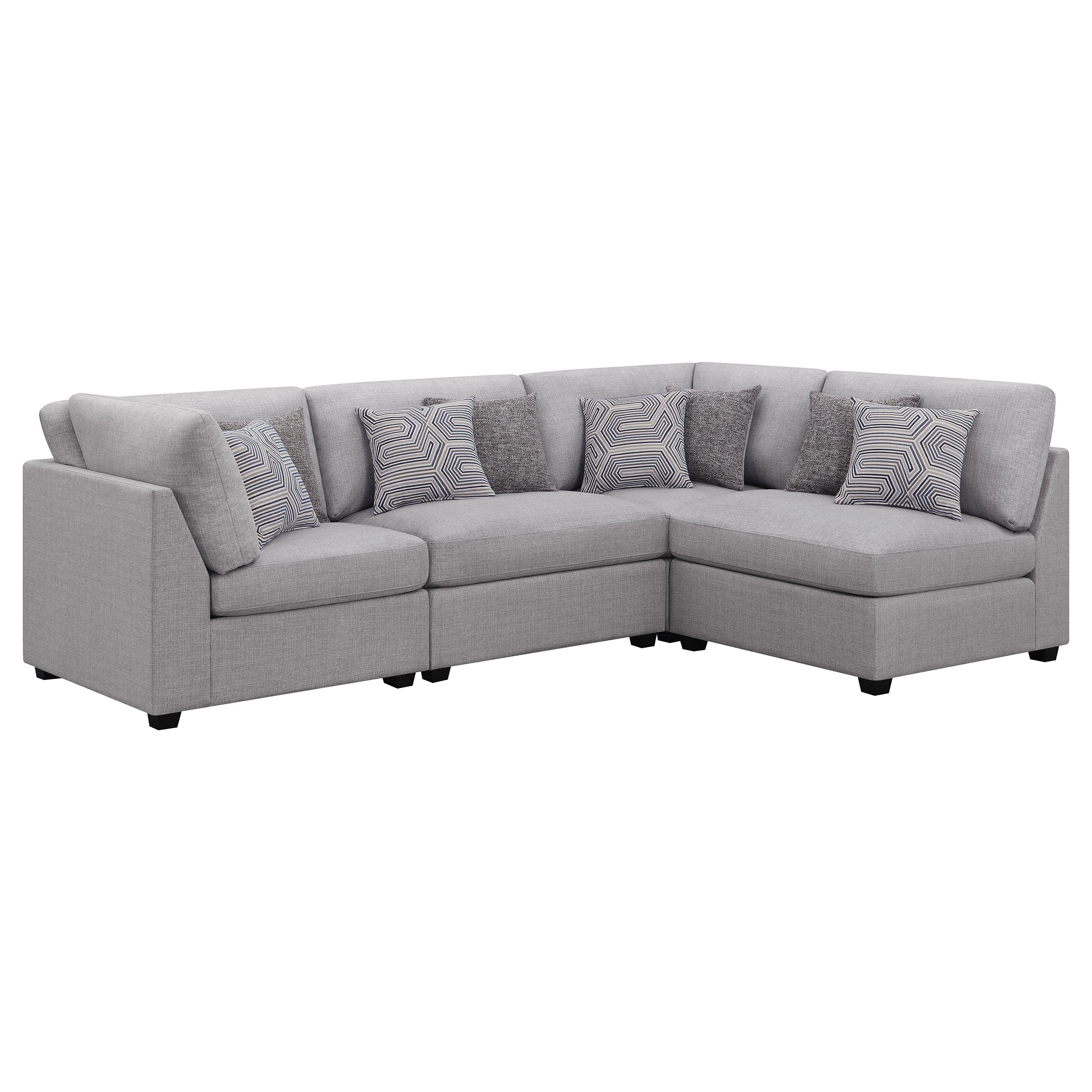 Cambria 4-piece Upholstered Modular Sectional Sofa Grey — view 2