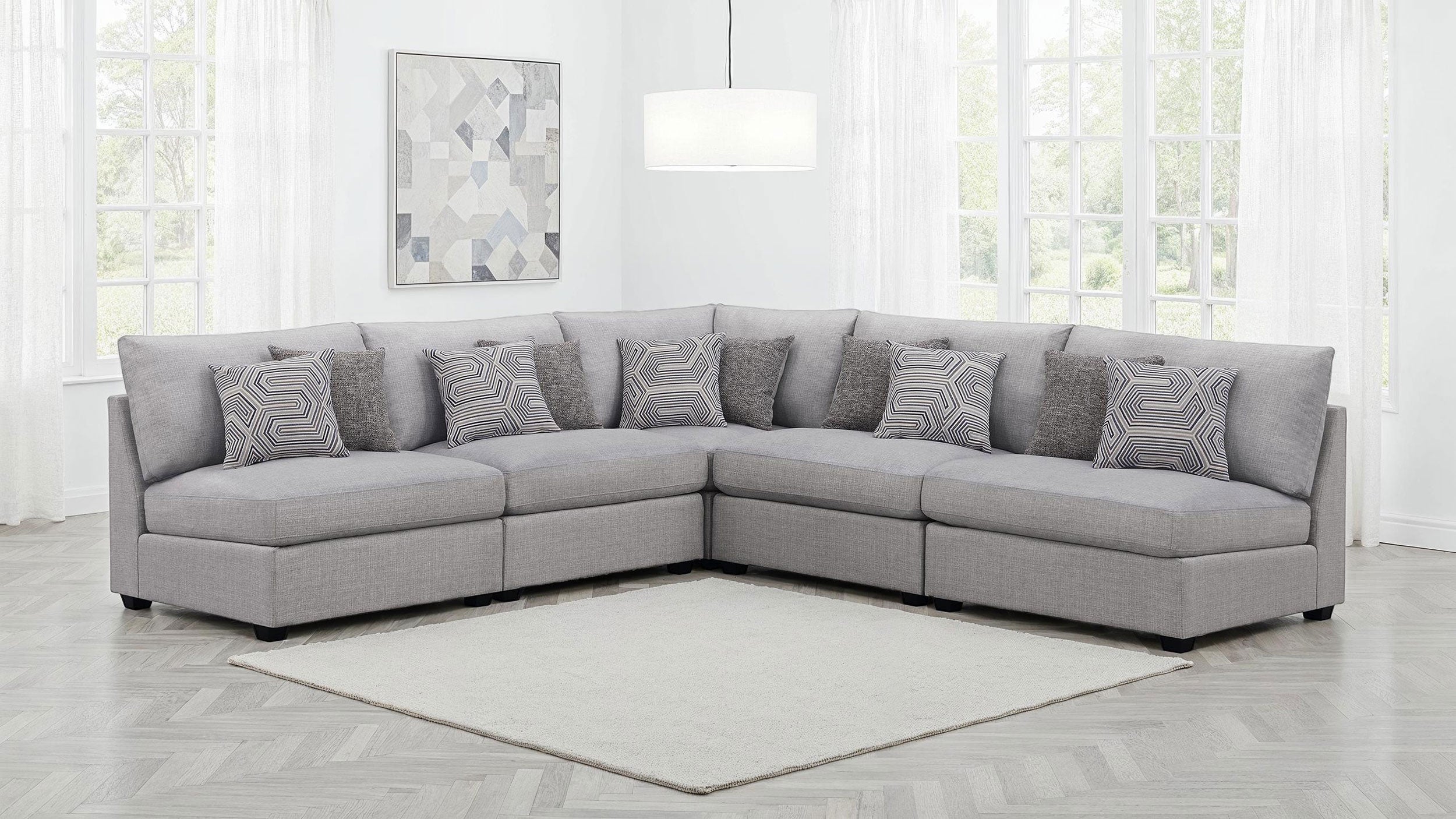 Cambria 5-piece Upholstered Modular Sectional Sofa Grey — view 1