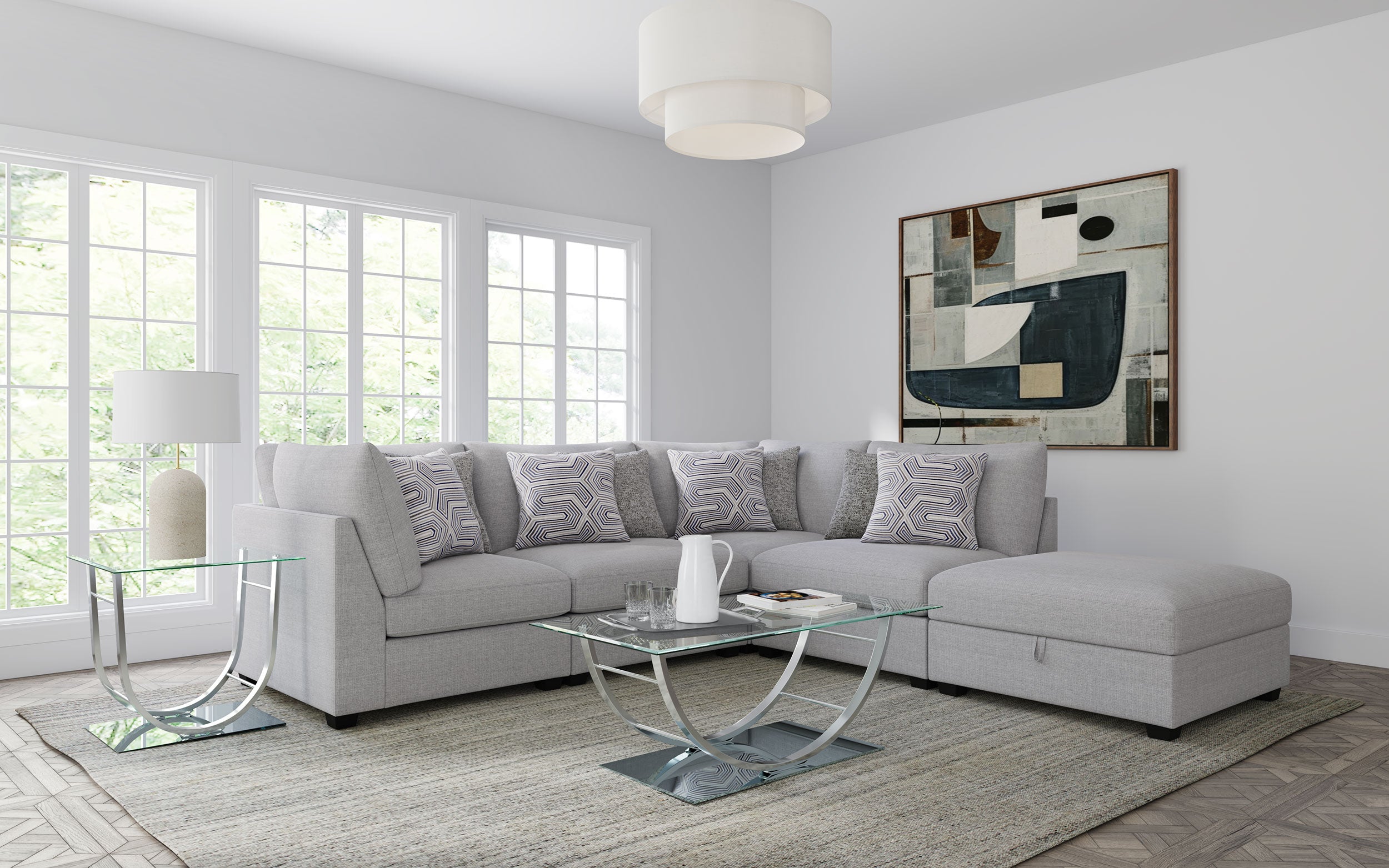 Cambria 5-piece Upholstered Modular Sectional Sofa Grey — view 1