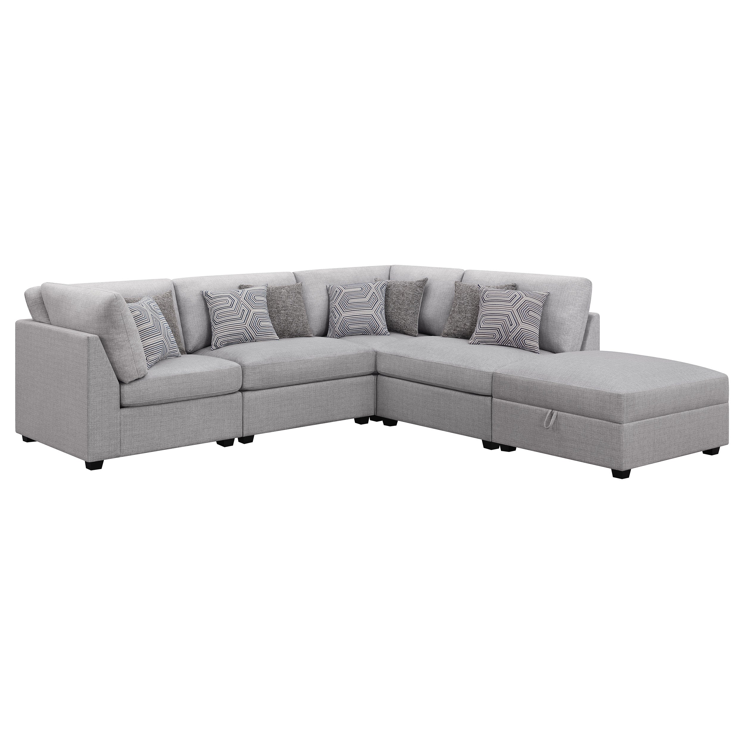 Cambria 5-piece Upholstered Modular Sectional Sofa Grey — view 2