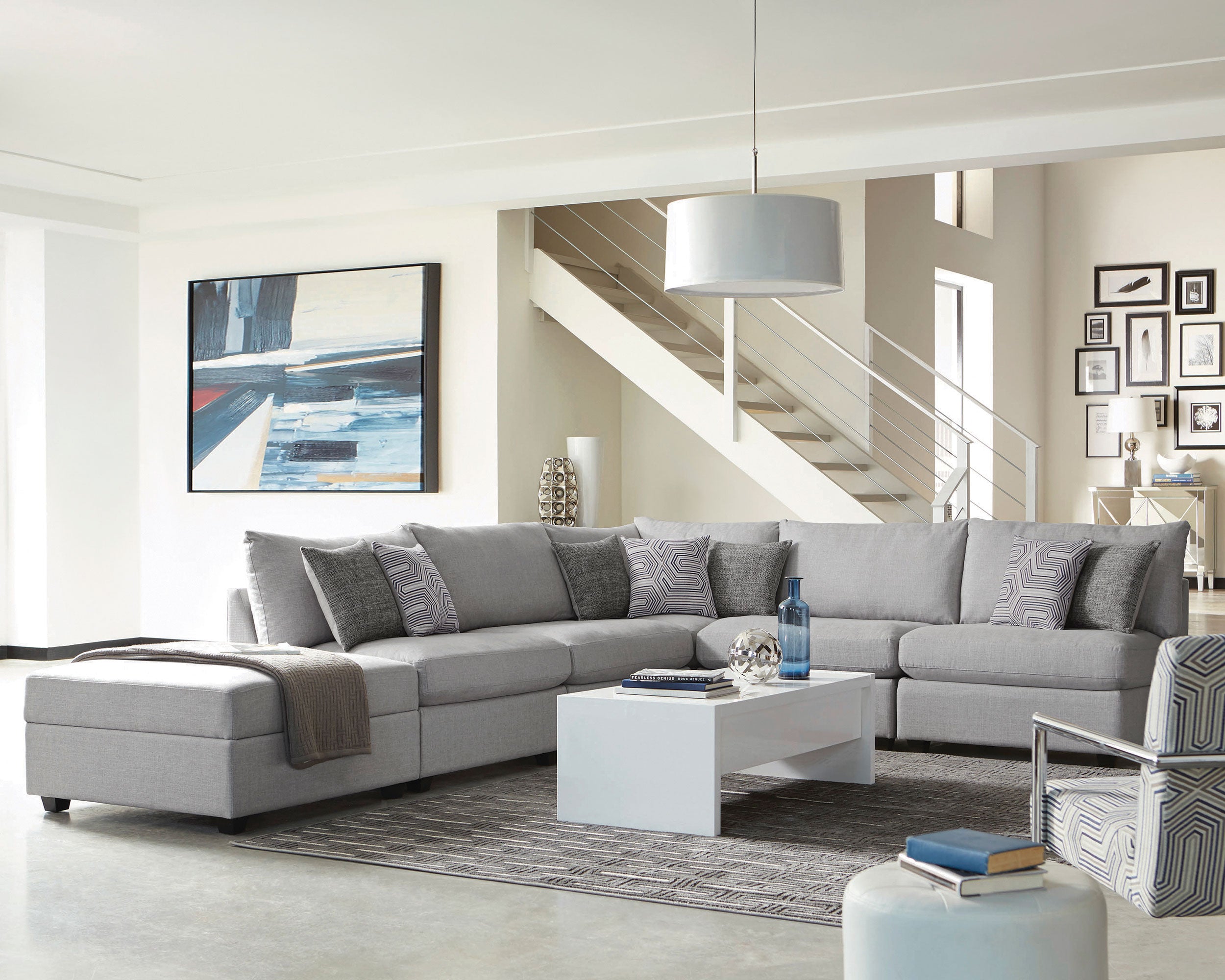 Cambria 6-piece Upholstered Modular Sectional Sofa Grey — view 1