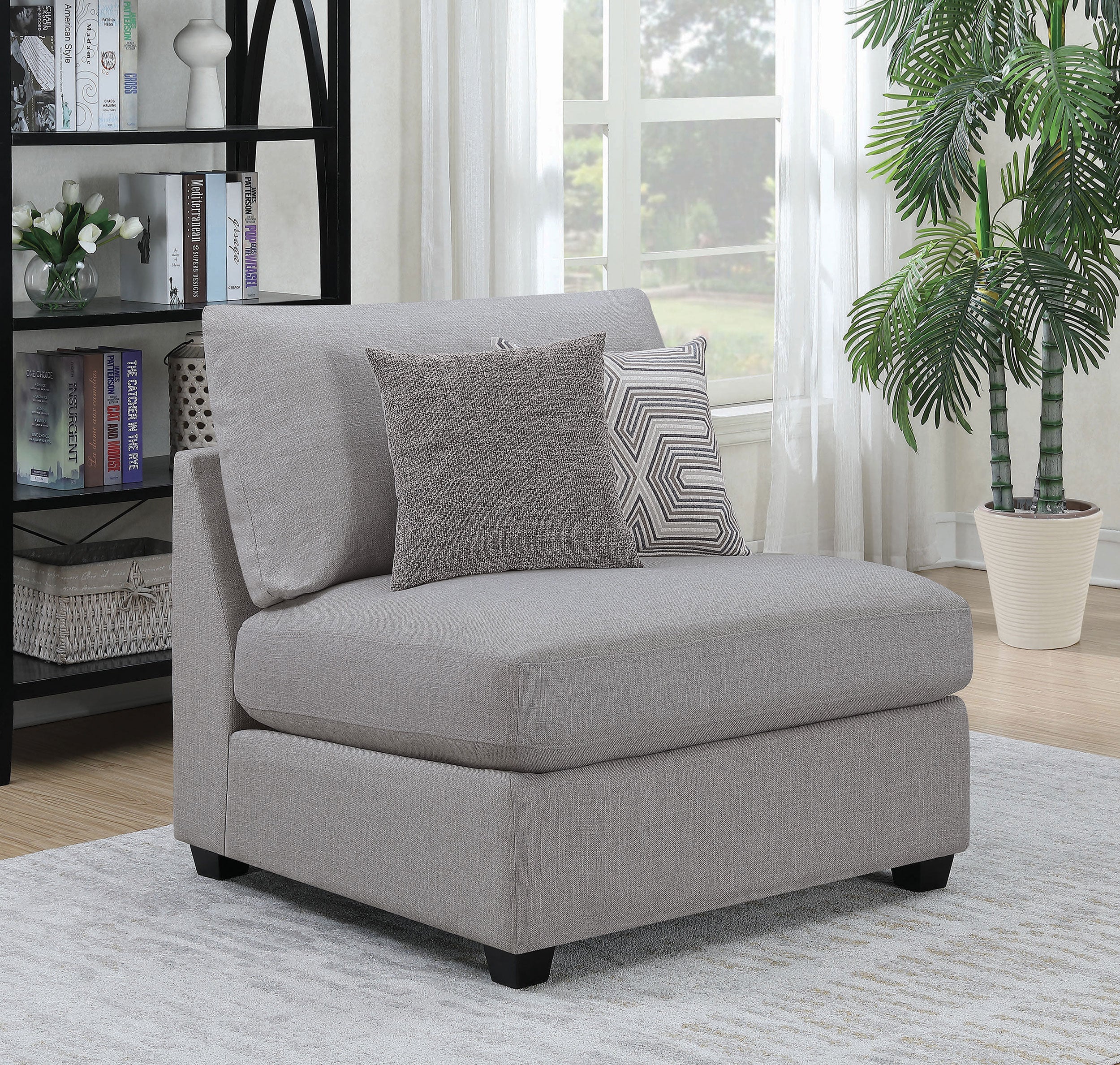 Cambria Upholstered Armless Chair Grey — view 2