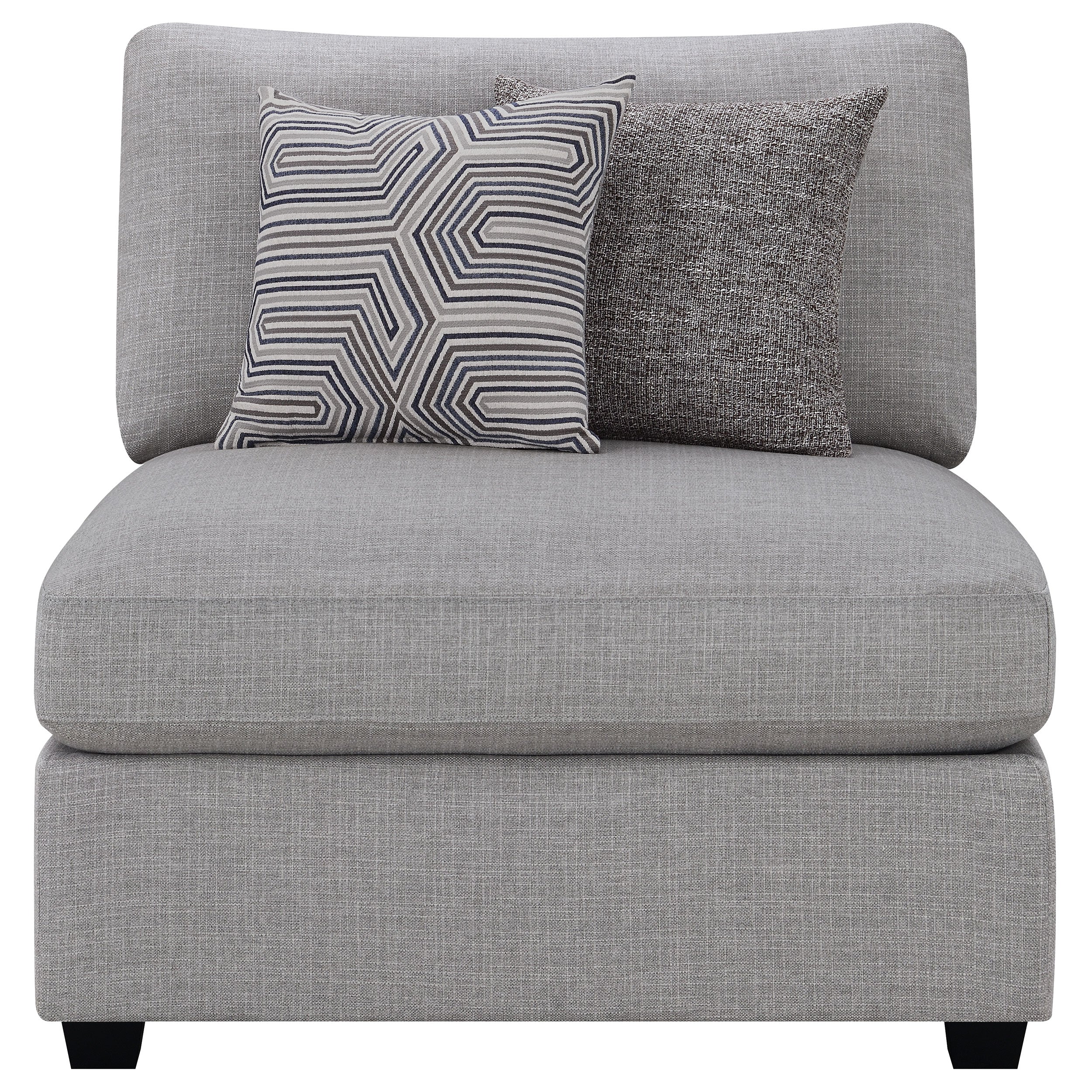 Cambria Upholstered Armless Chair Grey — view 3