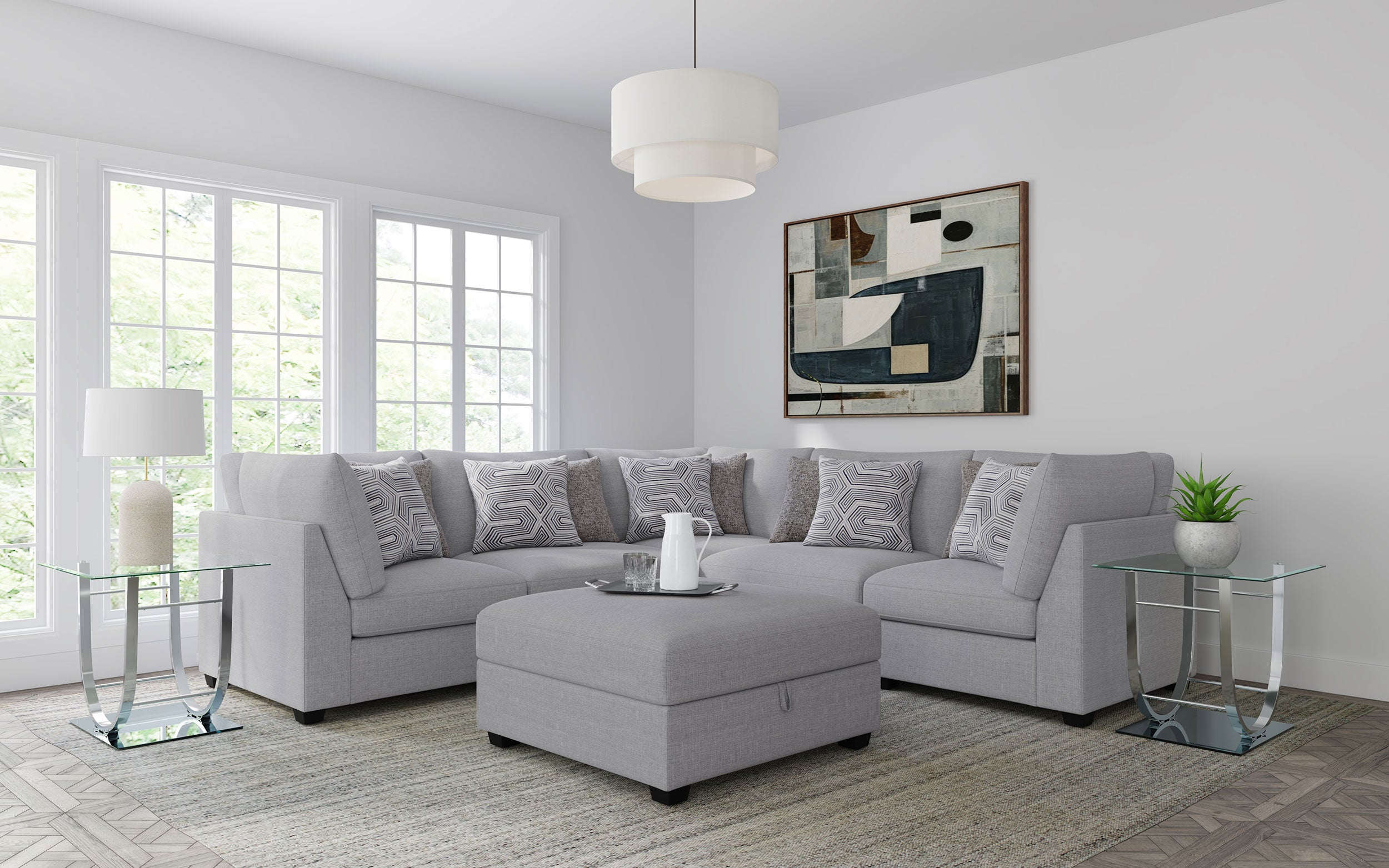 Cambria Upholstered Armless Chair Grey — view 16