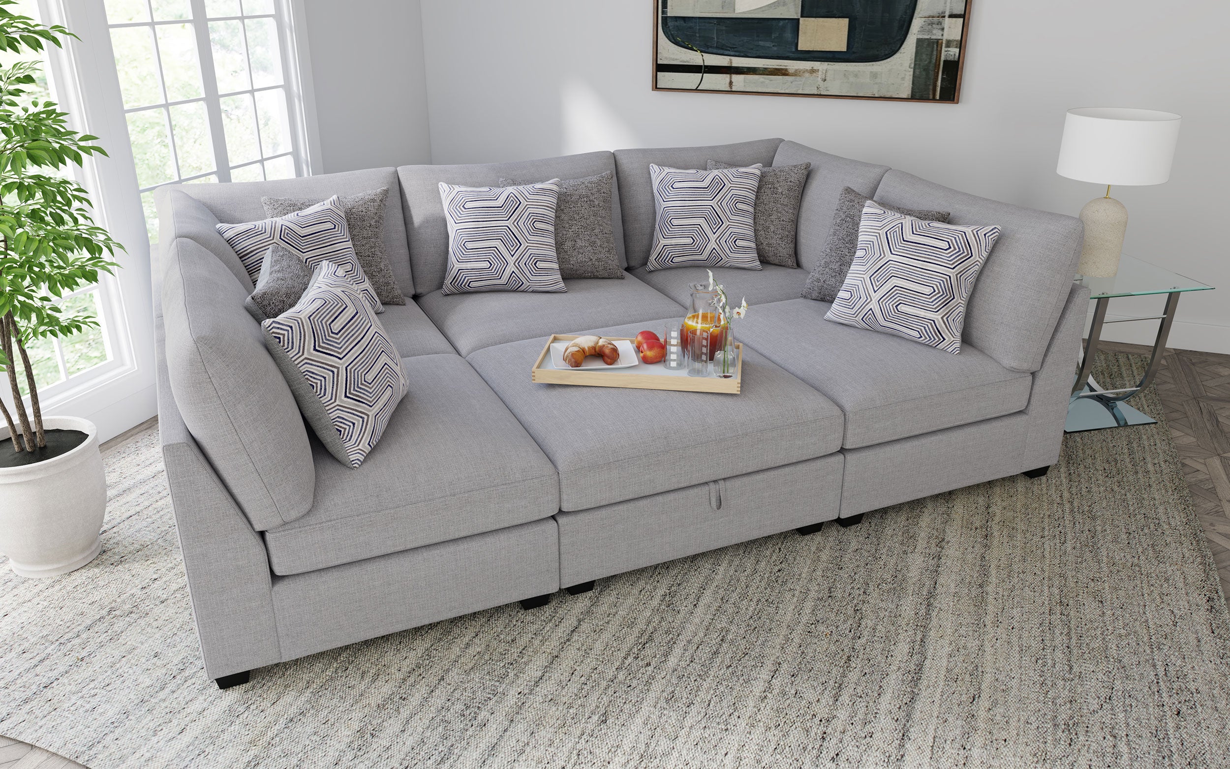 Cambria Upholstered Armless Chair Grey — view 17
