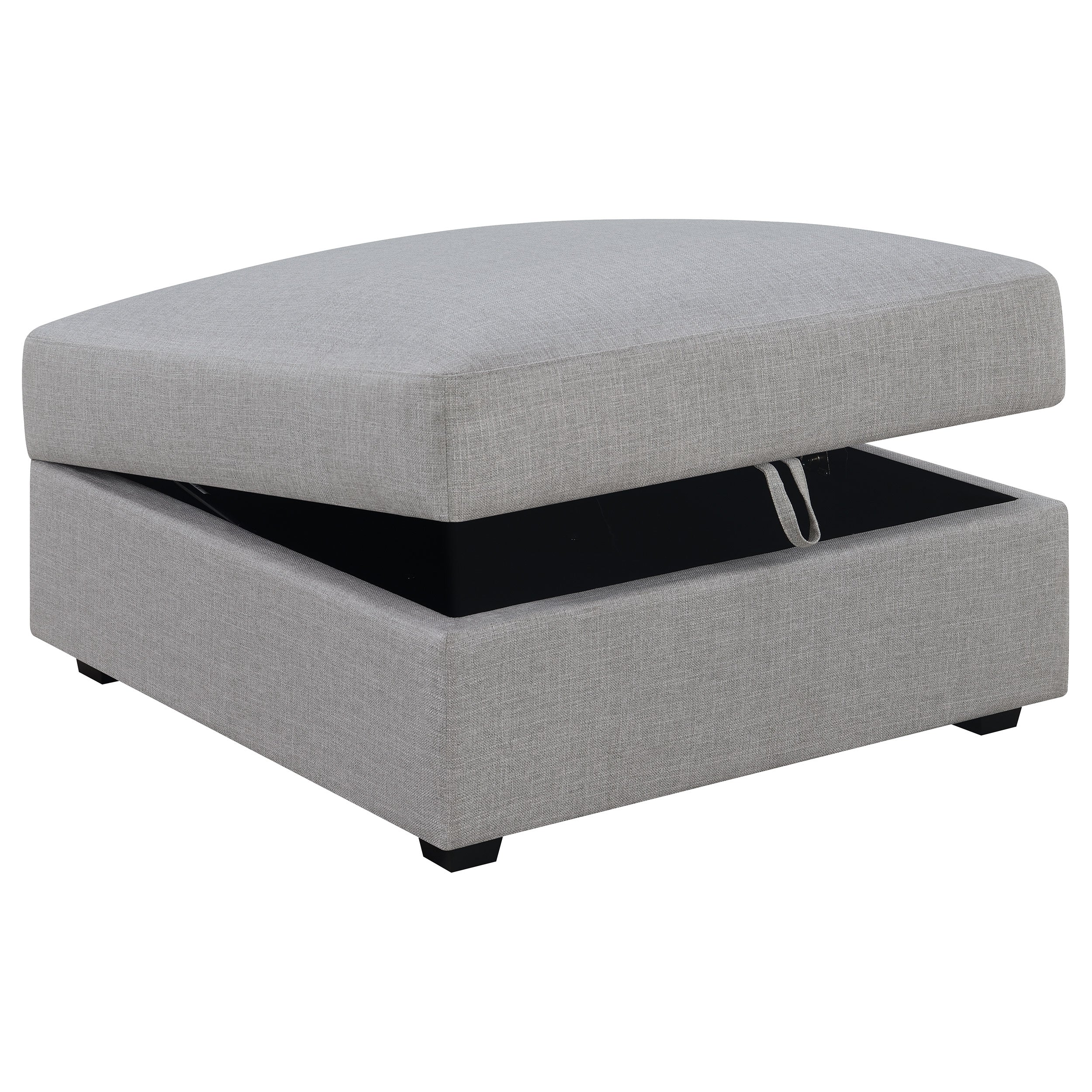 Cambria Square Upholstered Storage Ottoman Grey — view 3