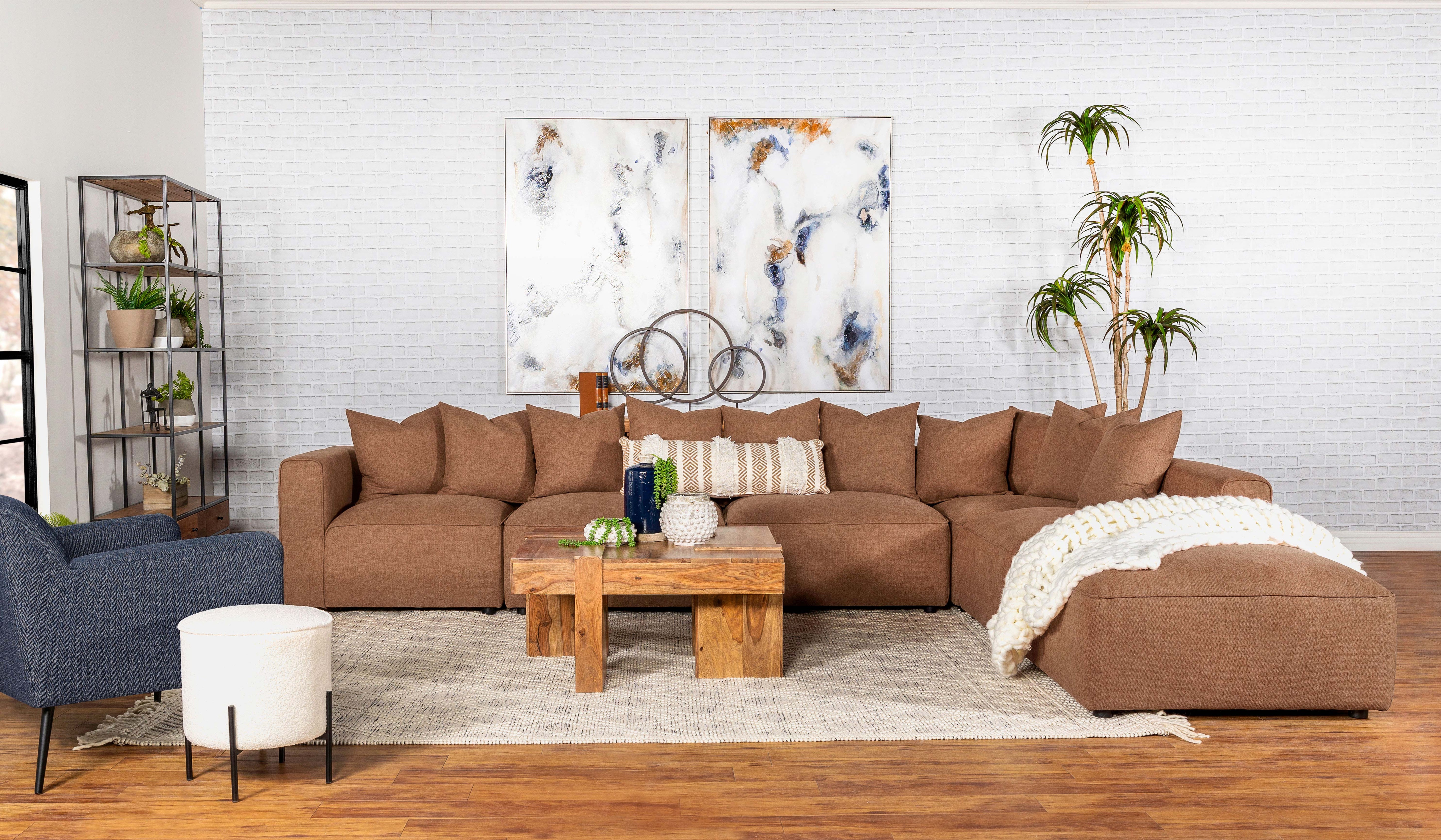 Jennifer Square Upholstered Ottoman Terracotta — view 11