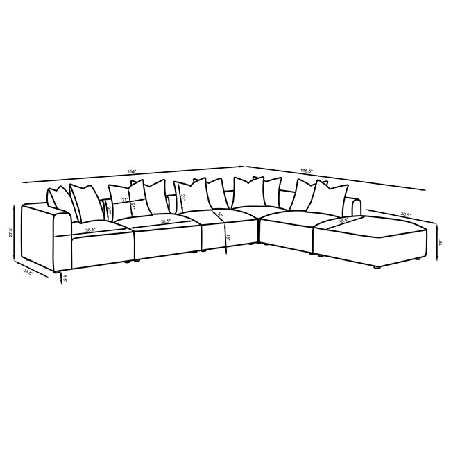 Jennifer 6-piece Upholstered Modular Sectional Grey — view 17