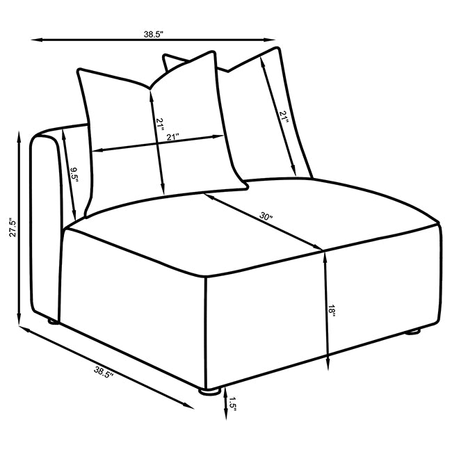 Jennifer Upholstered Armless Chair Grey — view 10