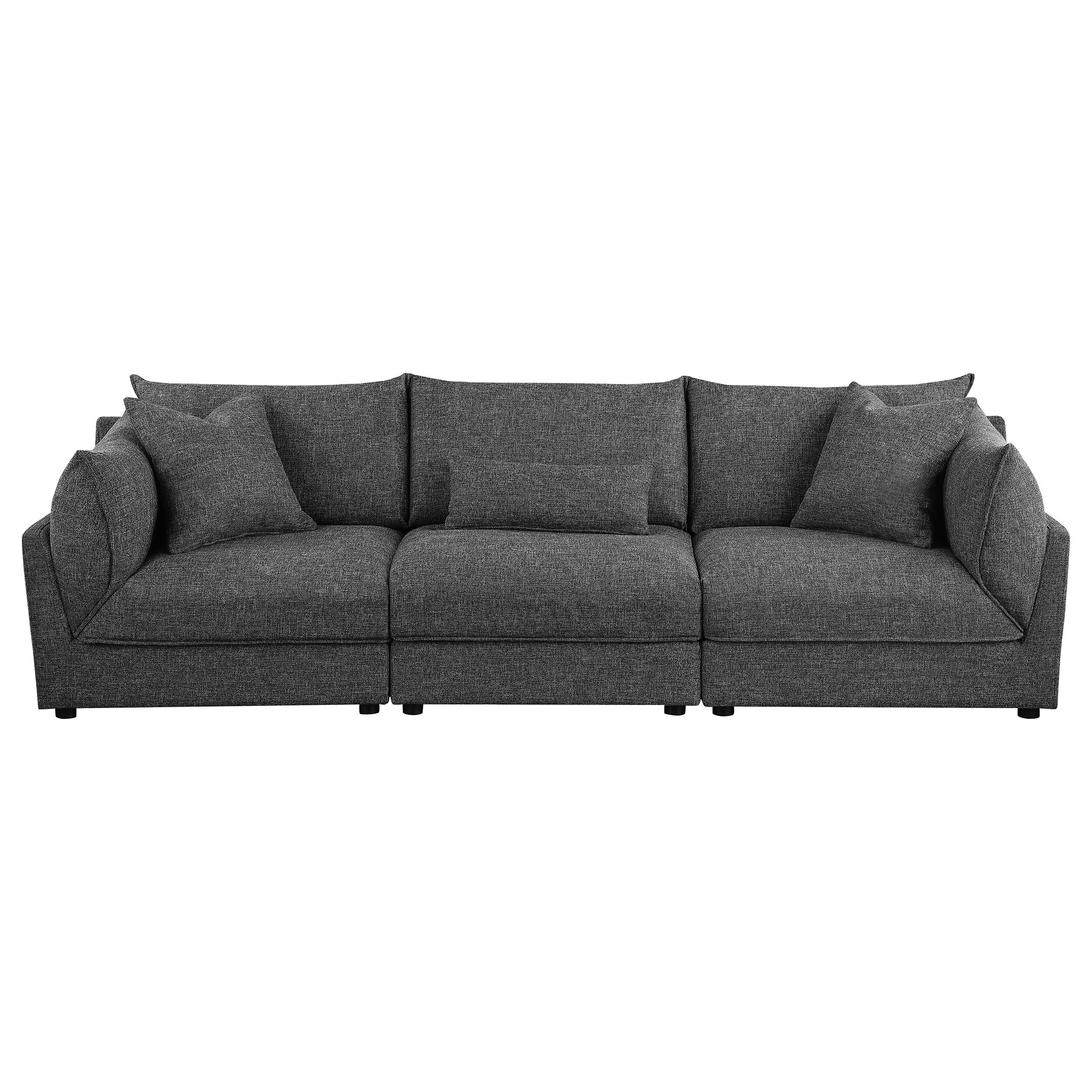 Sasha 3-Piece Upholstered Sofa Barely Black — view 3