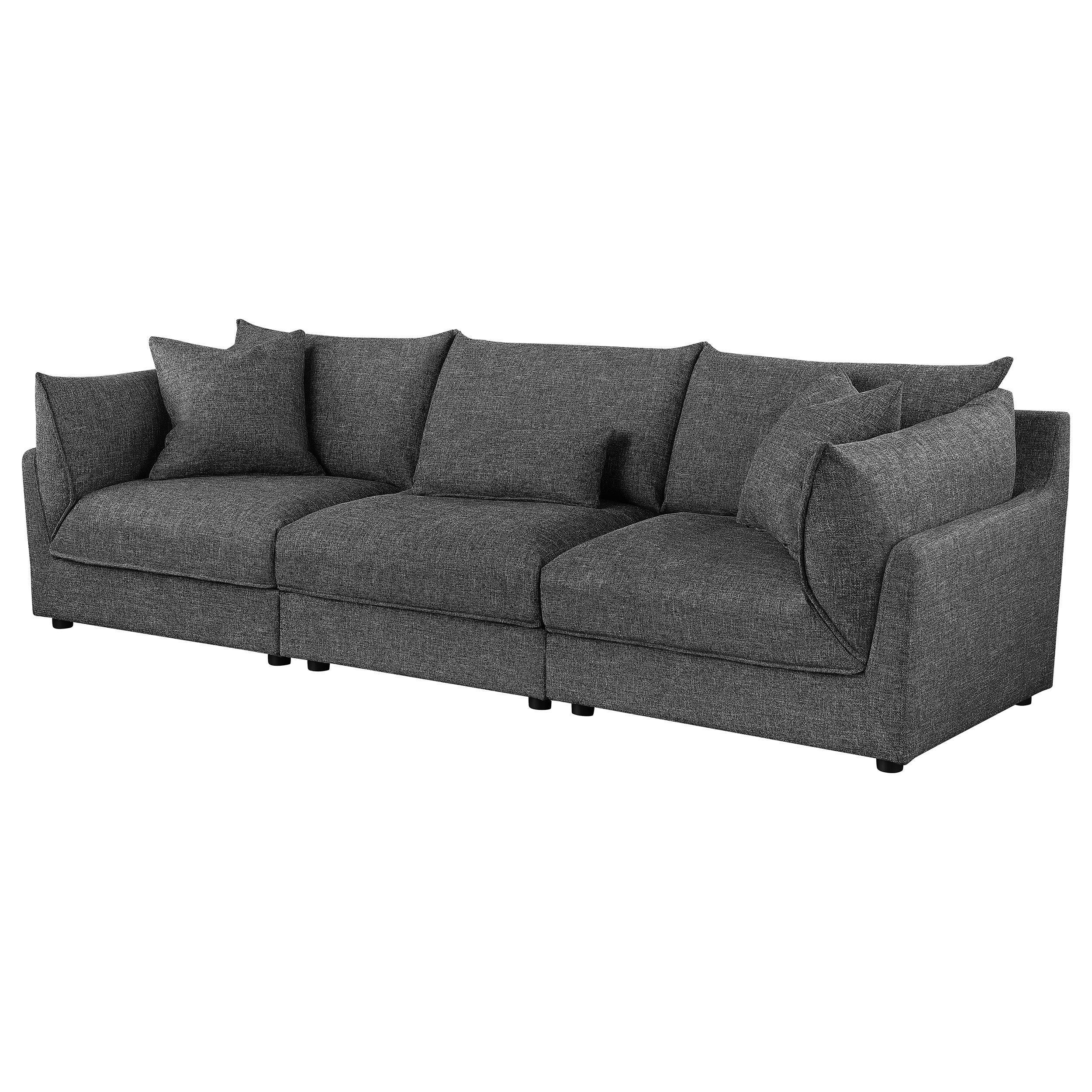 Sasha 3-Piece Upholstered Sofa Barely Black — view 4