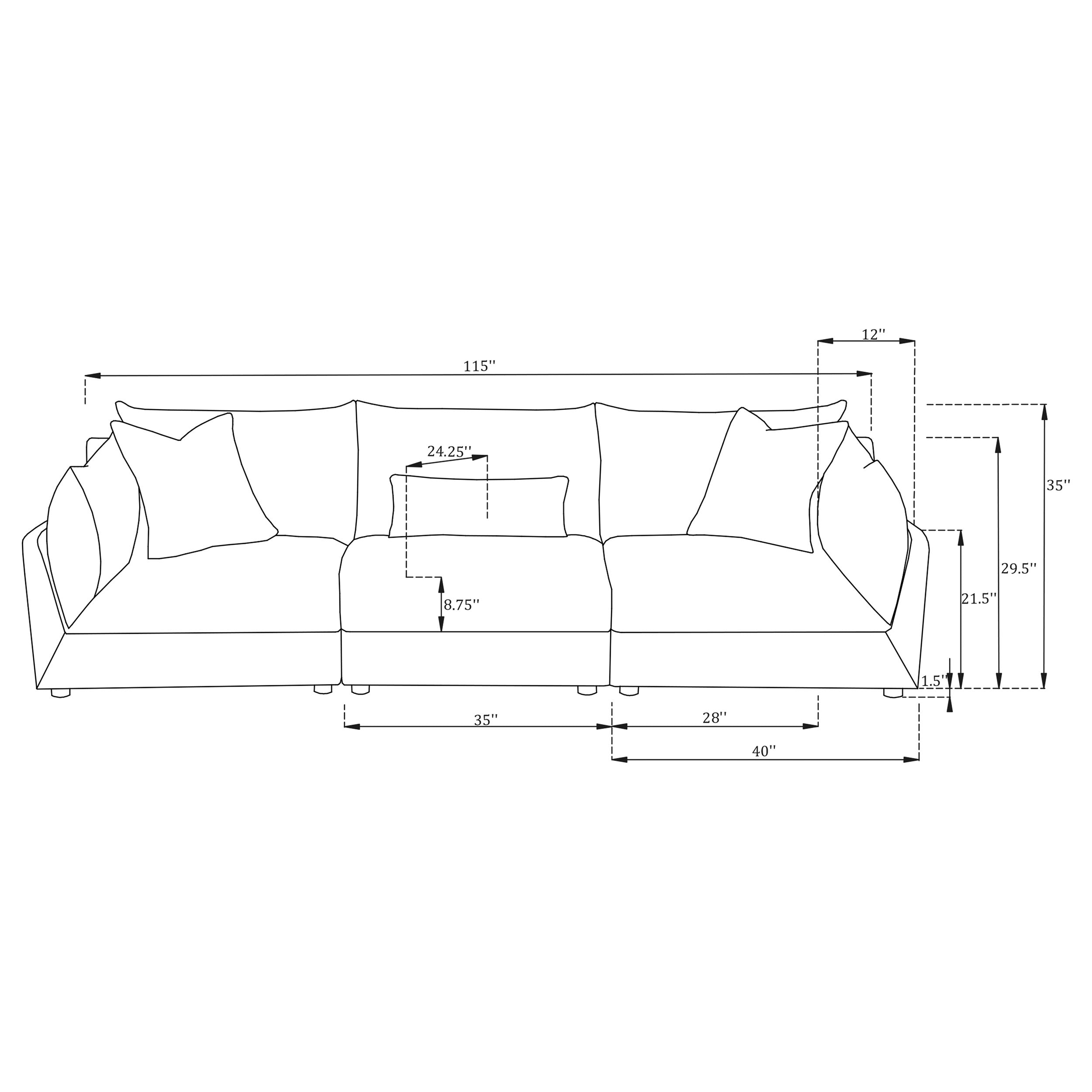 Sasha 3-Piece Upholstered Sofa Barely Black — view 16