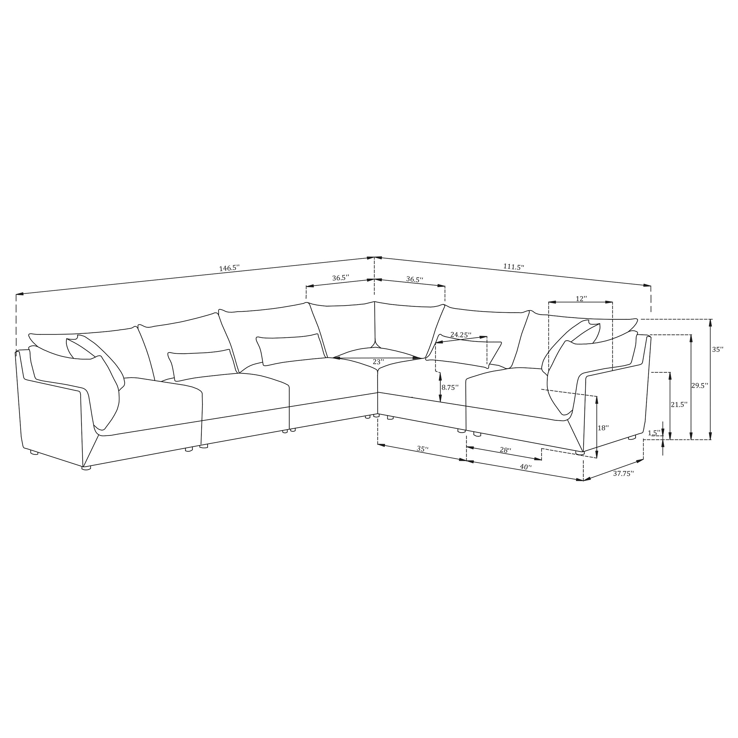 Sasha 6-Piece Upholstered Modular Sectional Barely Black — view 18