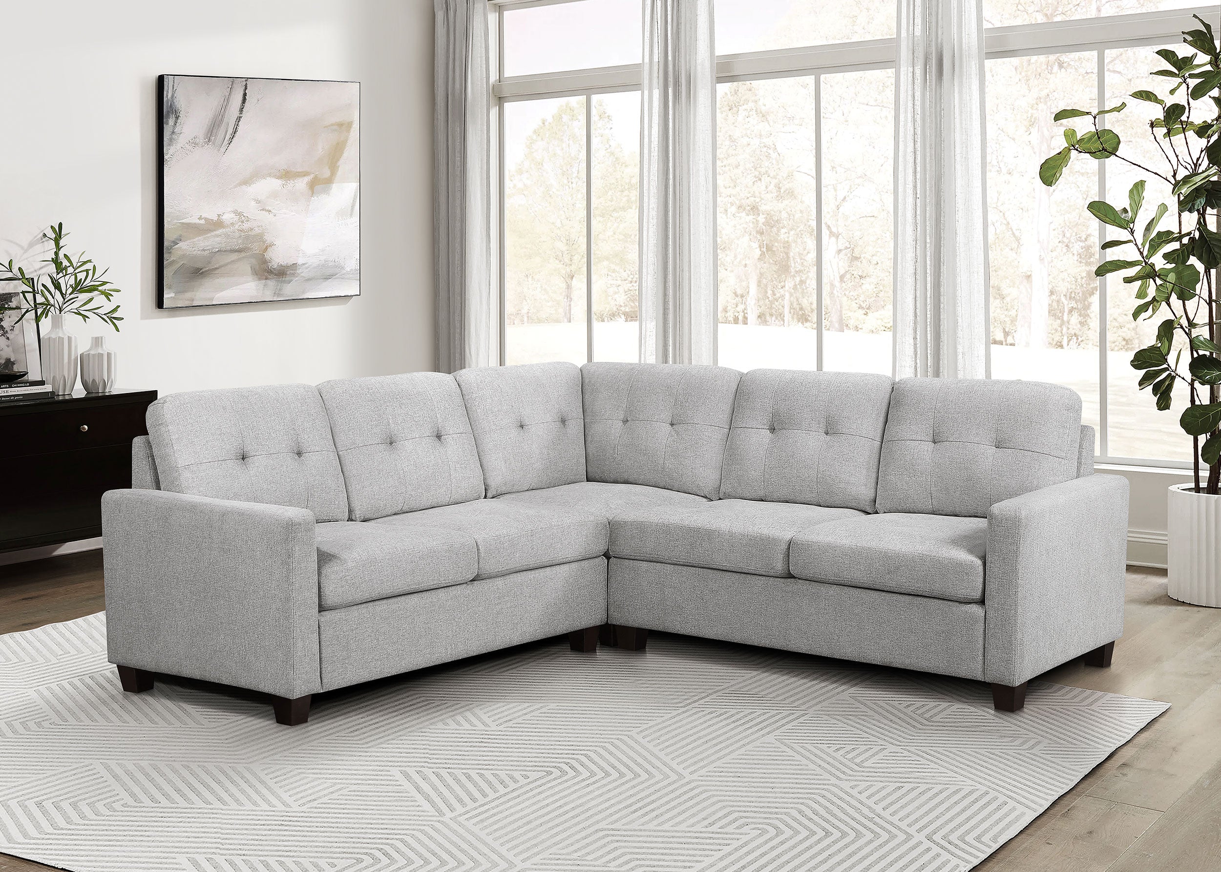 Georgina 3-piece Upholstered Sectional Sofa Steel Beige — view 1