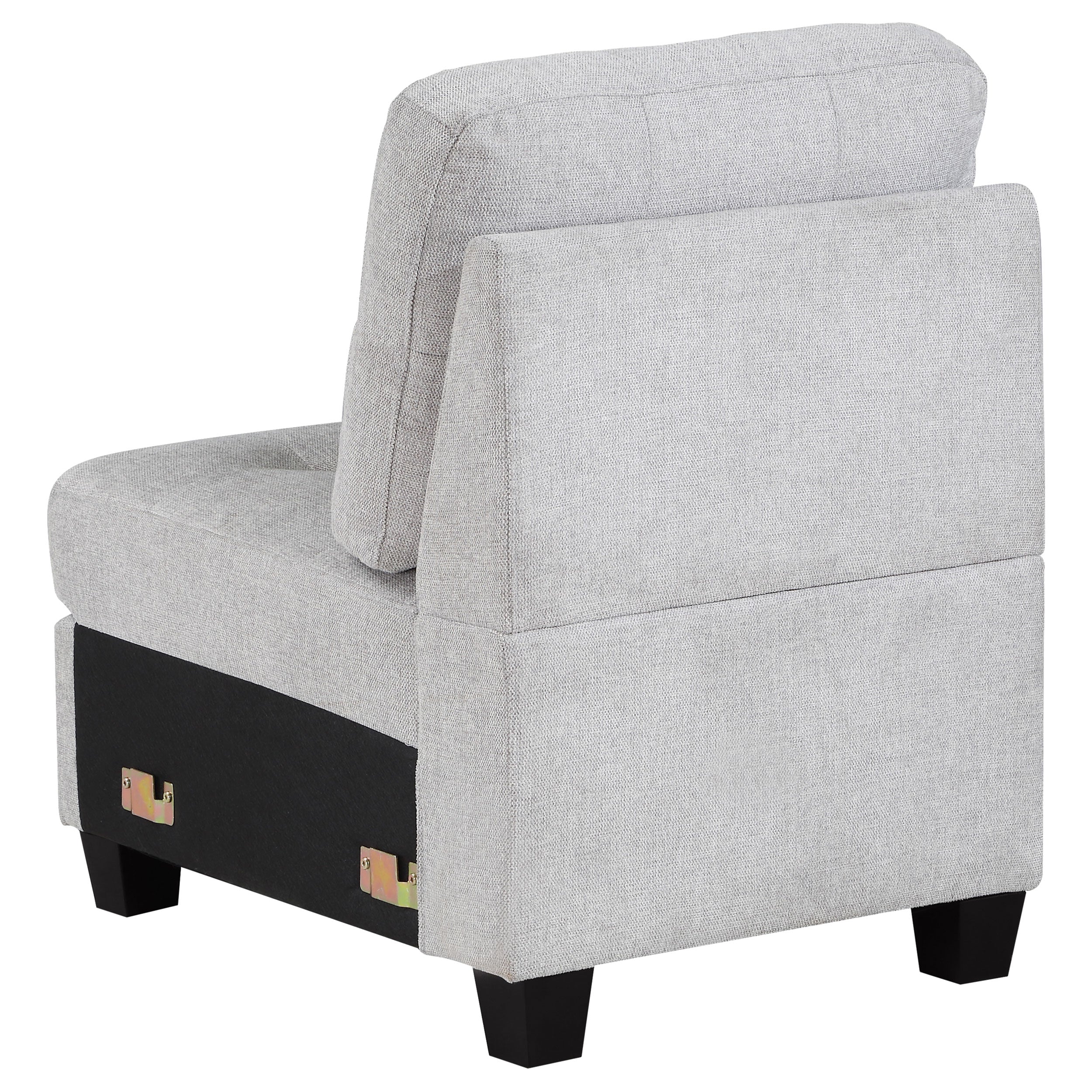 Georgina Upholstered Armless Chair Steel Beige — view 3