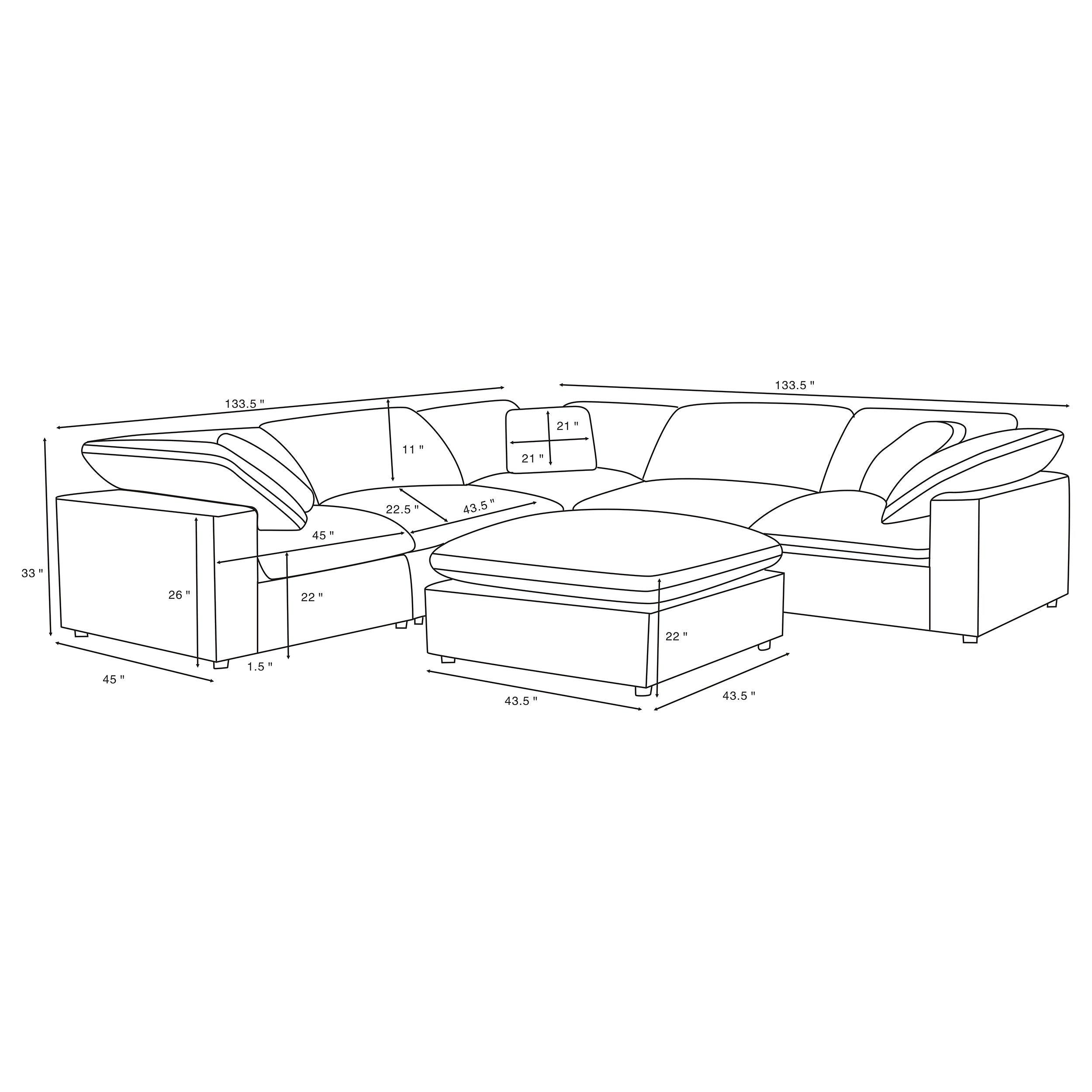 Raleigh 6-piece Boucle Upholstered Modular Sectional Grey — view 8