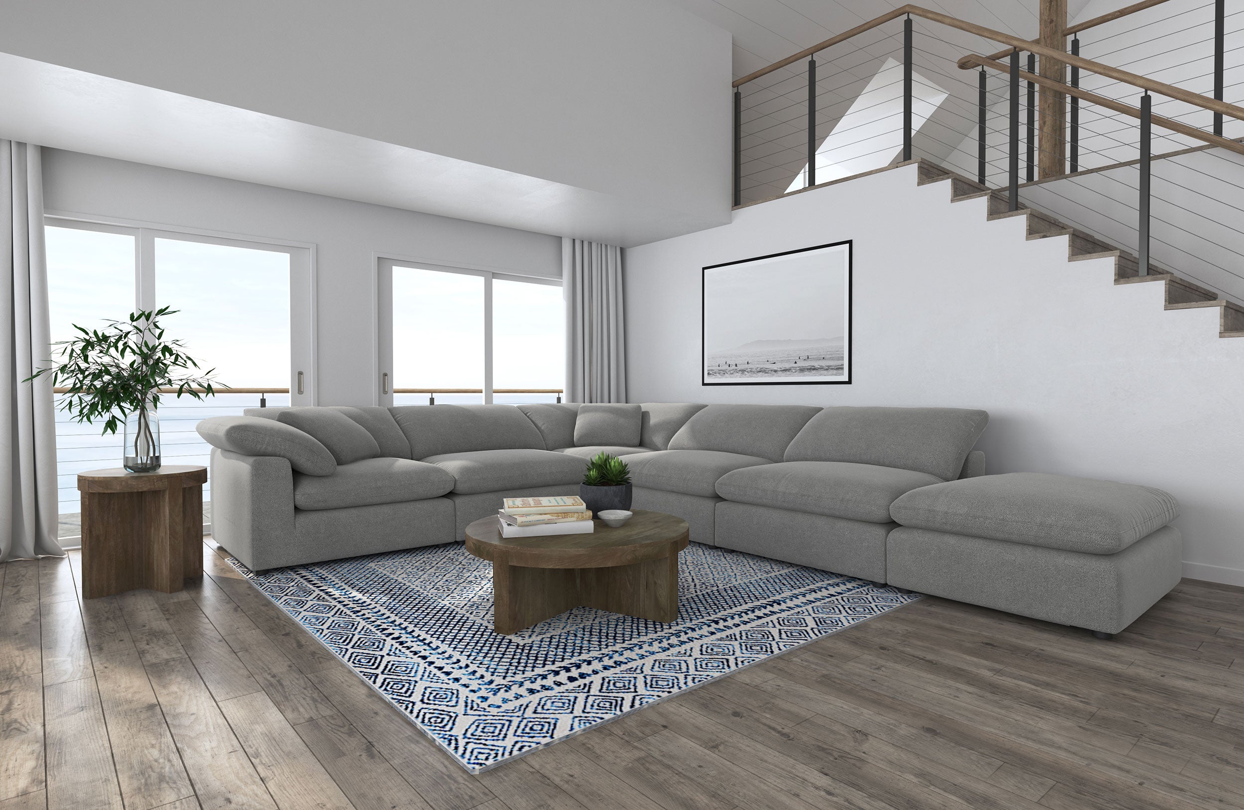 Raleigh 6-piece Boucle Upholstered Modular Sectional Grey — view 1