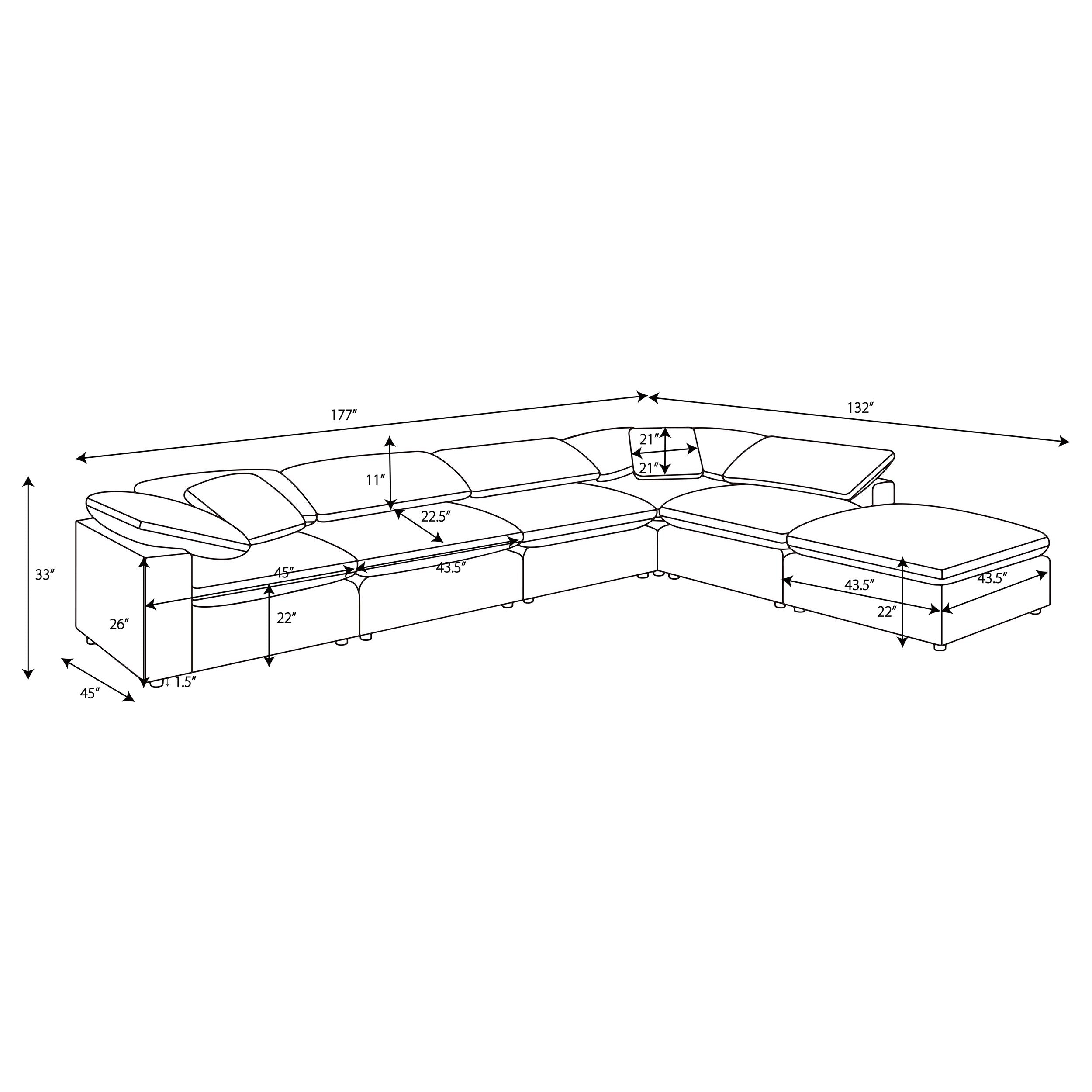 Raleigh 6-piece Boucle Upholstered Modular Sectional Grey — view 12