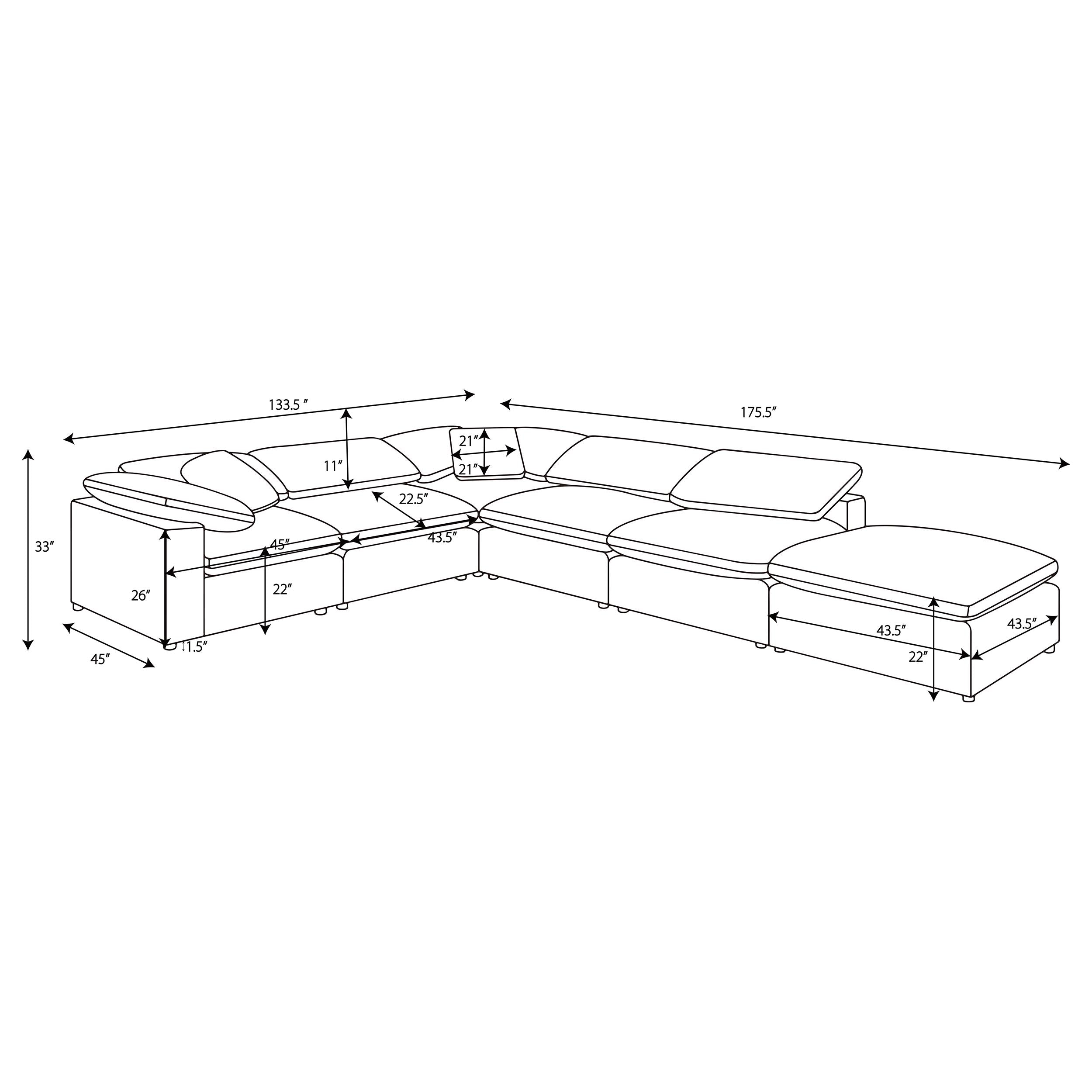 Raleigh 6-piece Boucle Upholstered Modular Sectional Grey — view 13