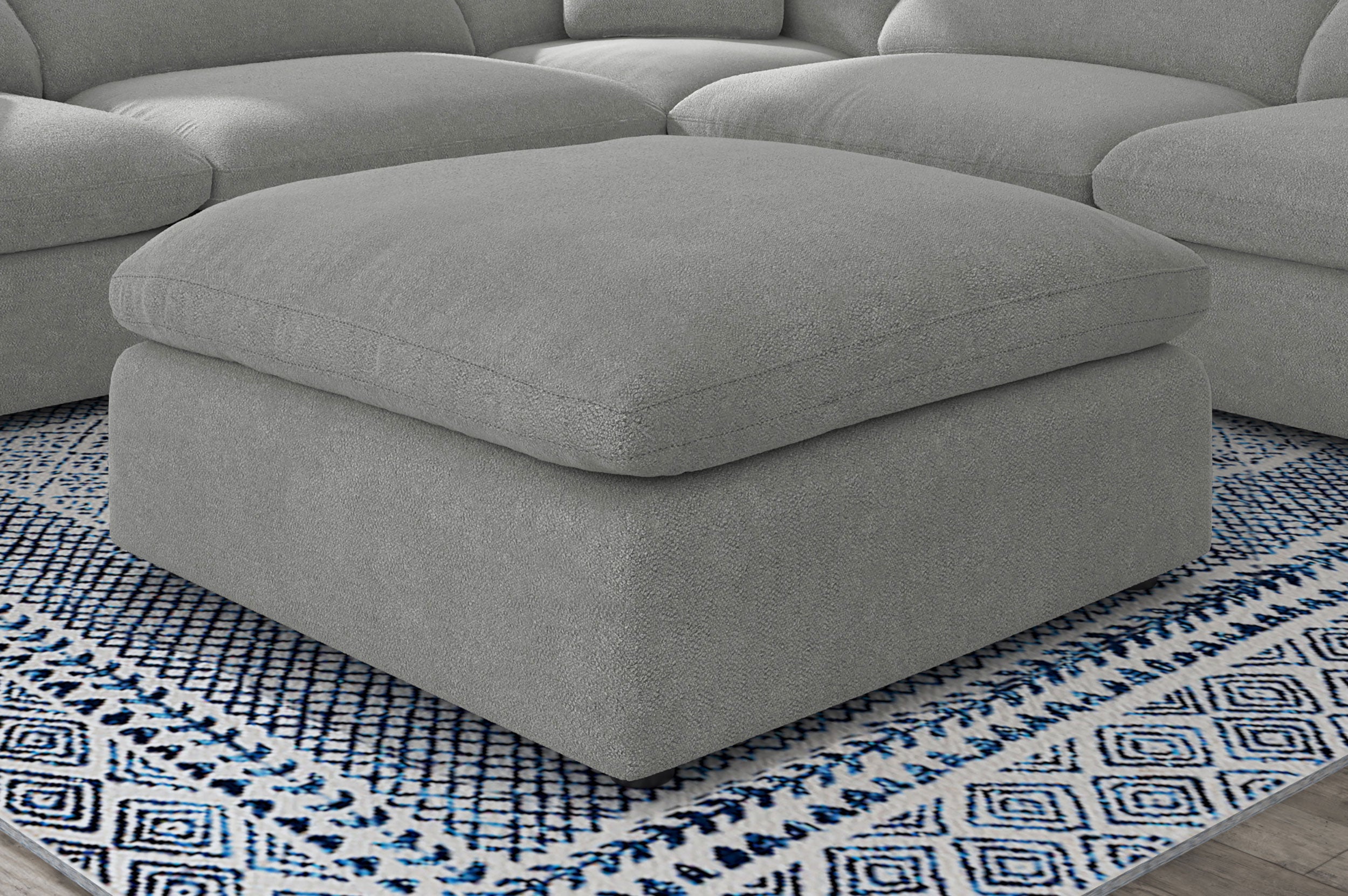 Raleigh Boucle Upholstered Ottoman Grey — view 2