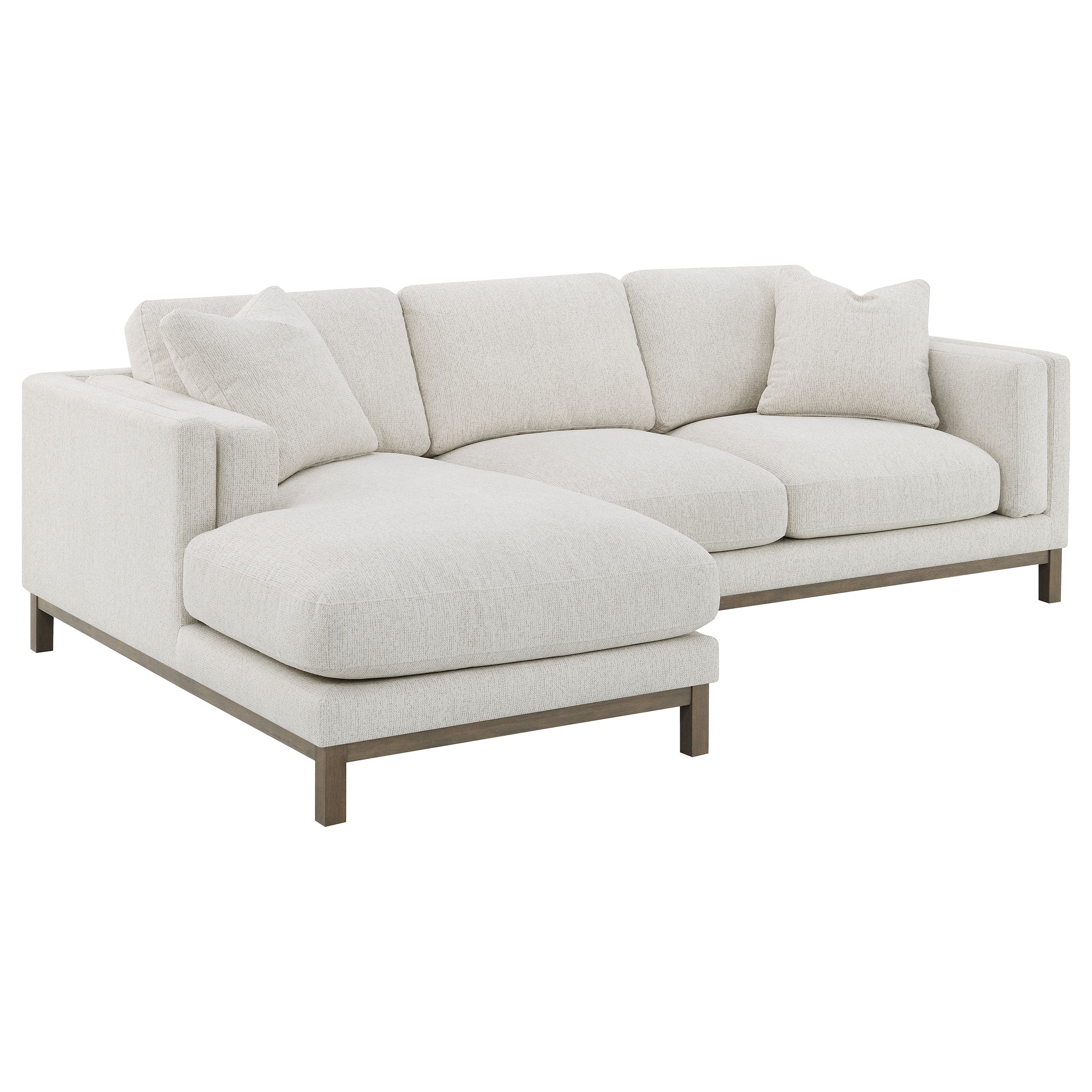 Geneva Boucle Upholstered Sectional Chaise Sofa Sand — view 1