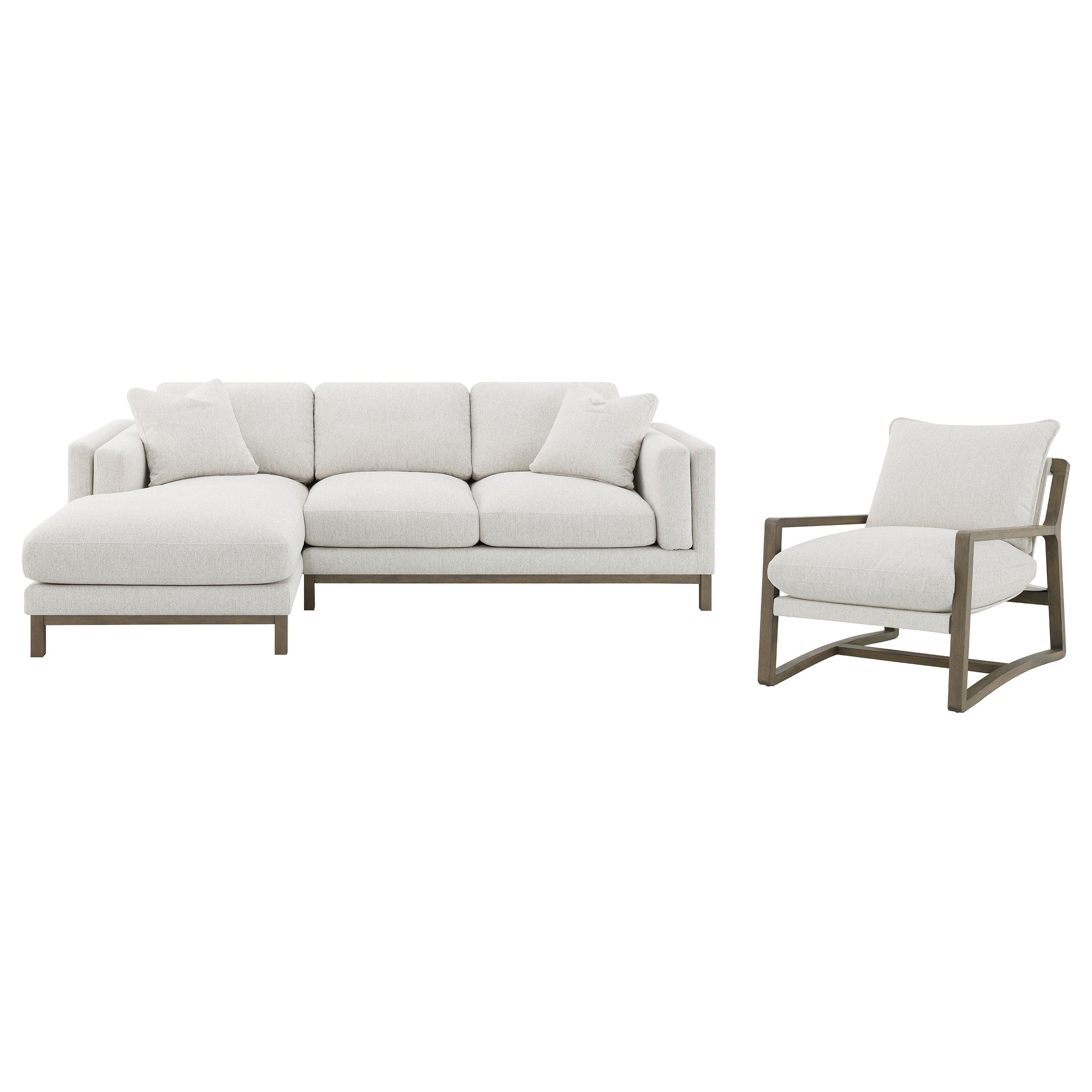 Geneva Boucle Upholstered Sectional Chaise Sofa Sand — view 17