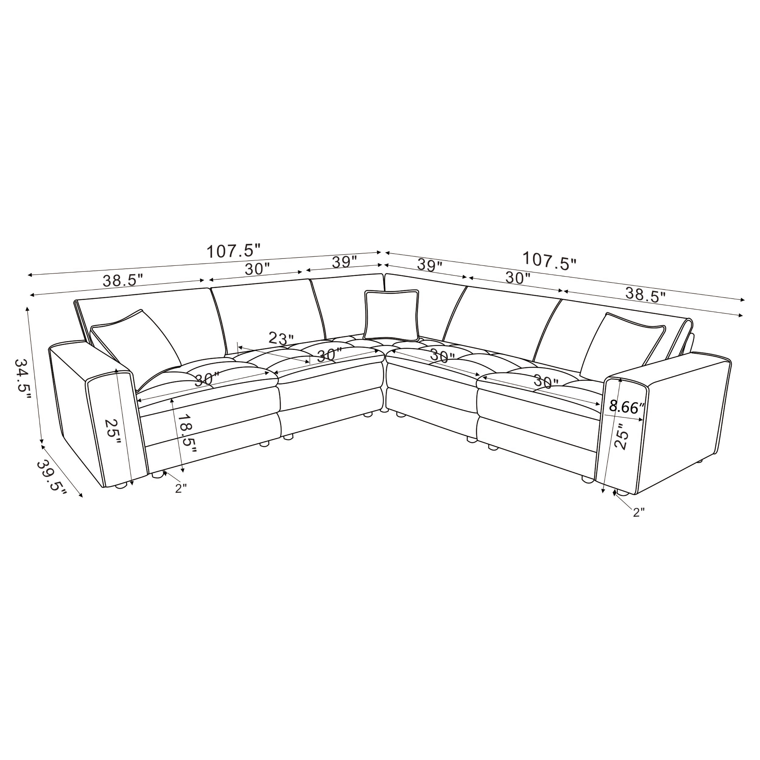 Atlantic 5-piece Upholstered Modular Sectional Sofa Blue — view 11