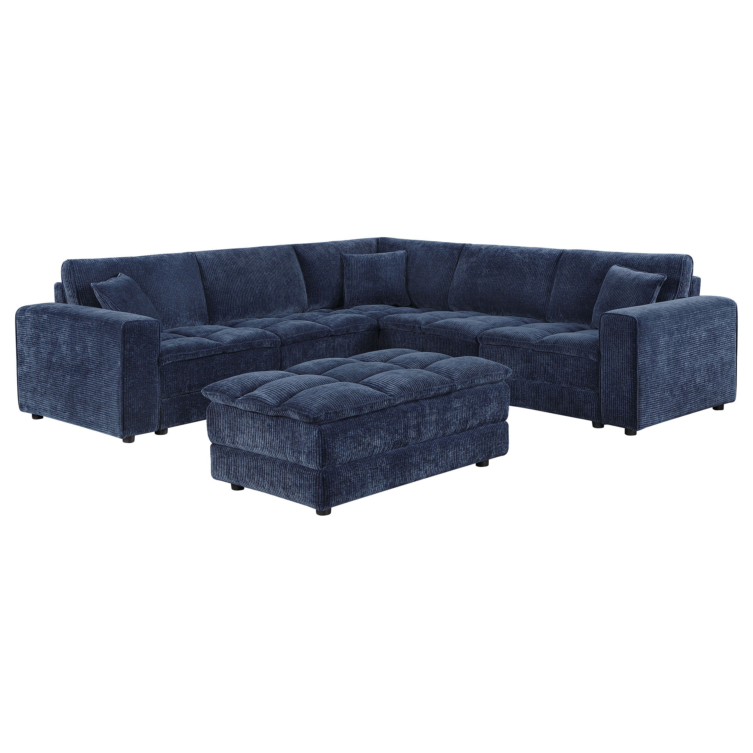 Atlantic 6-piece Upholstered Modular Sectional Sofa Blue — view 2