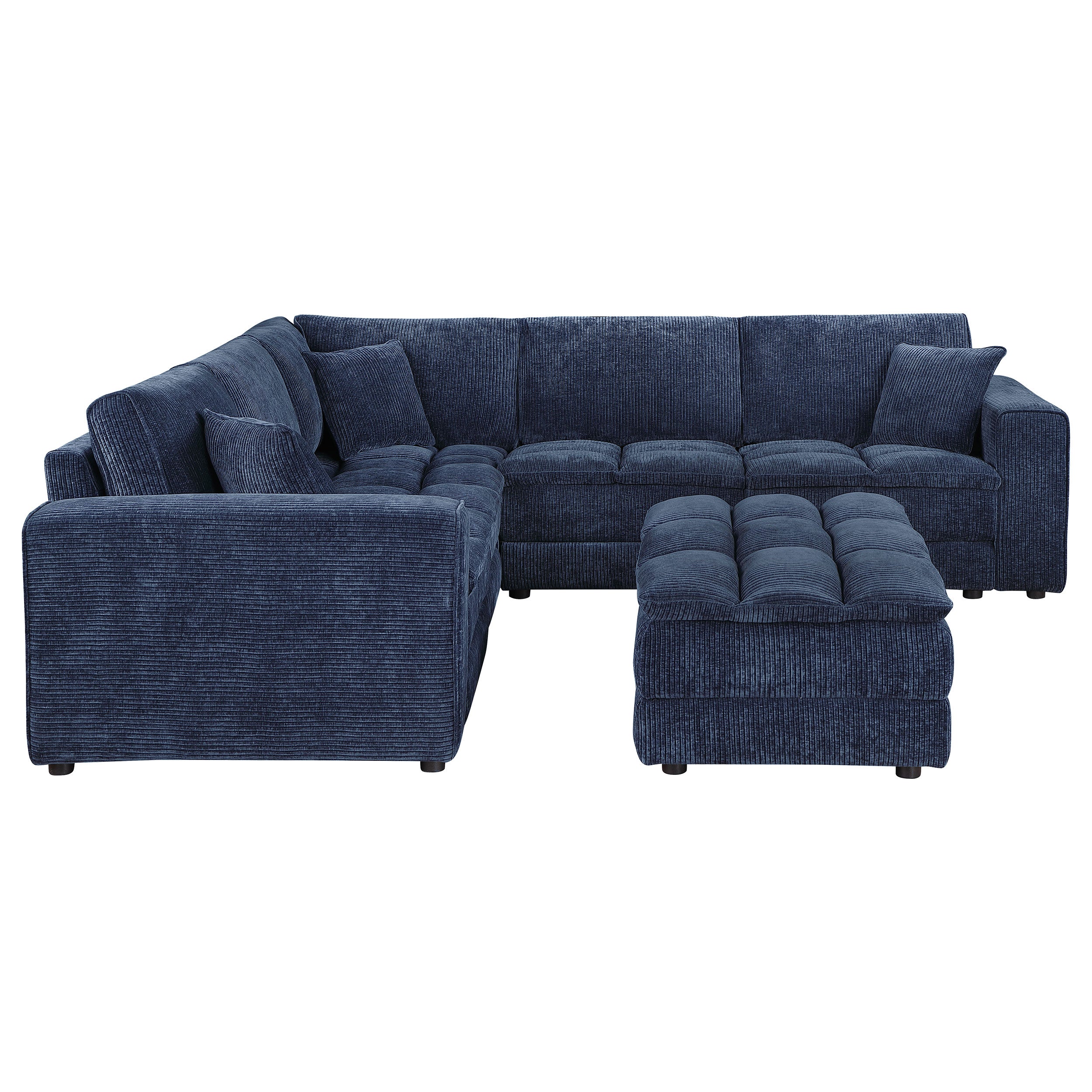 Atlantic 6-piece Upholstered Modular Sectional Sofa Blue — view 4