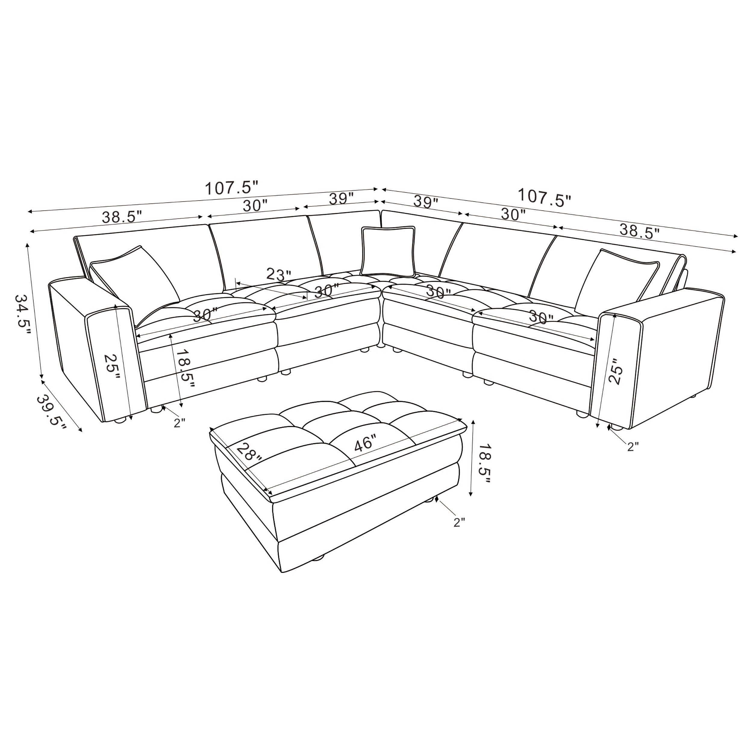 Atlantic 6-piece Upholstered Modular Sectional Sofa Blue — view 12