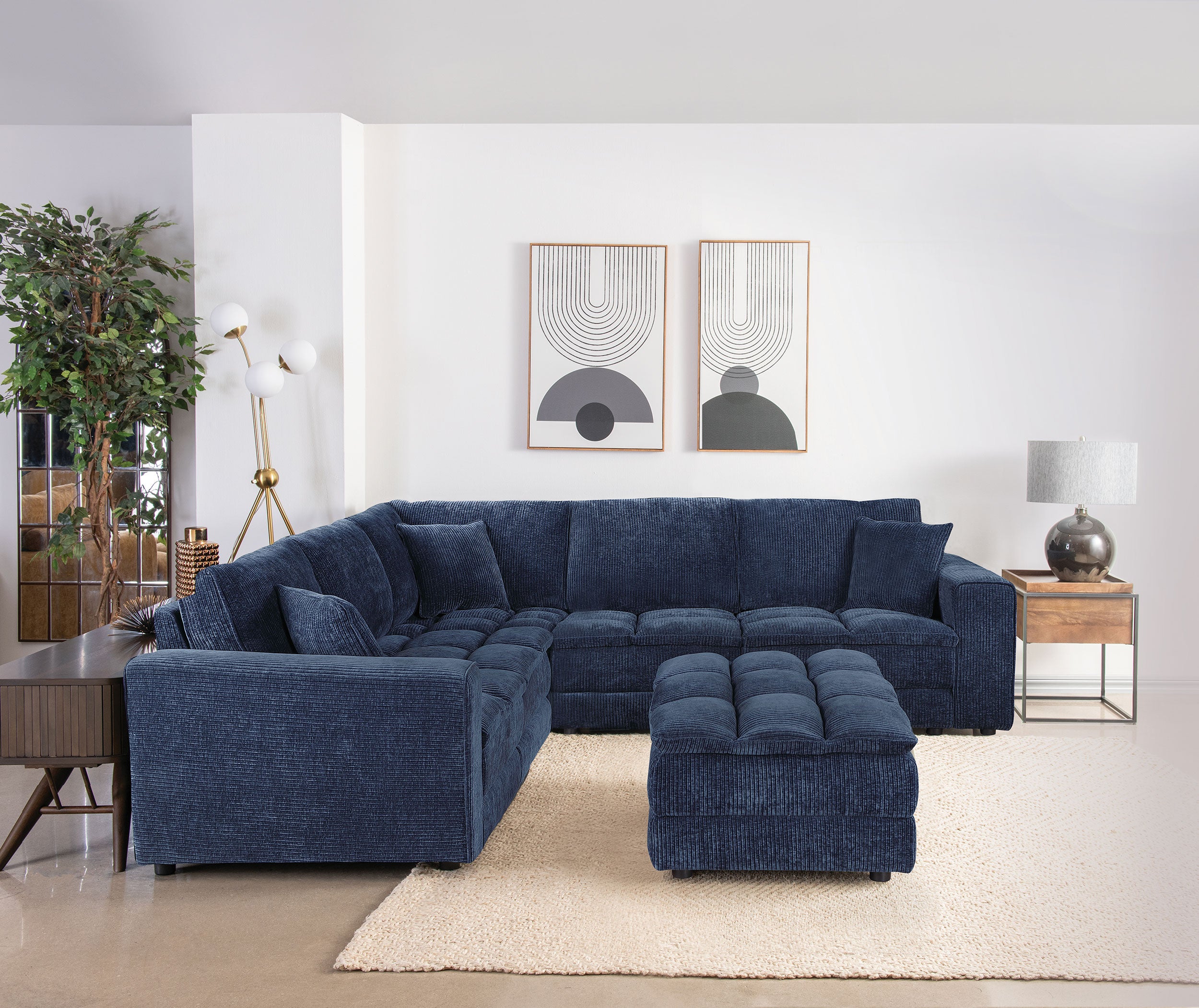 Atlantic Corduroy Upholstered Armless Chair Blue — view 10