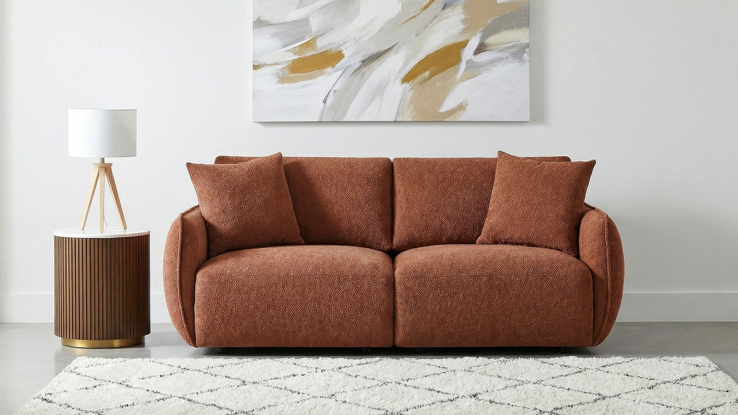 Elysia Chenille Upholstered Modular Lounge Loveseat Coral — view 2