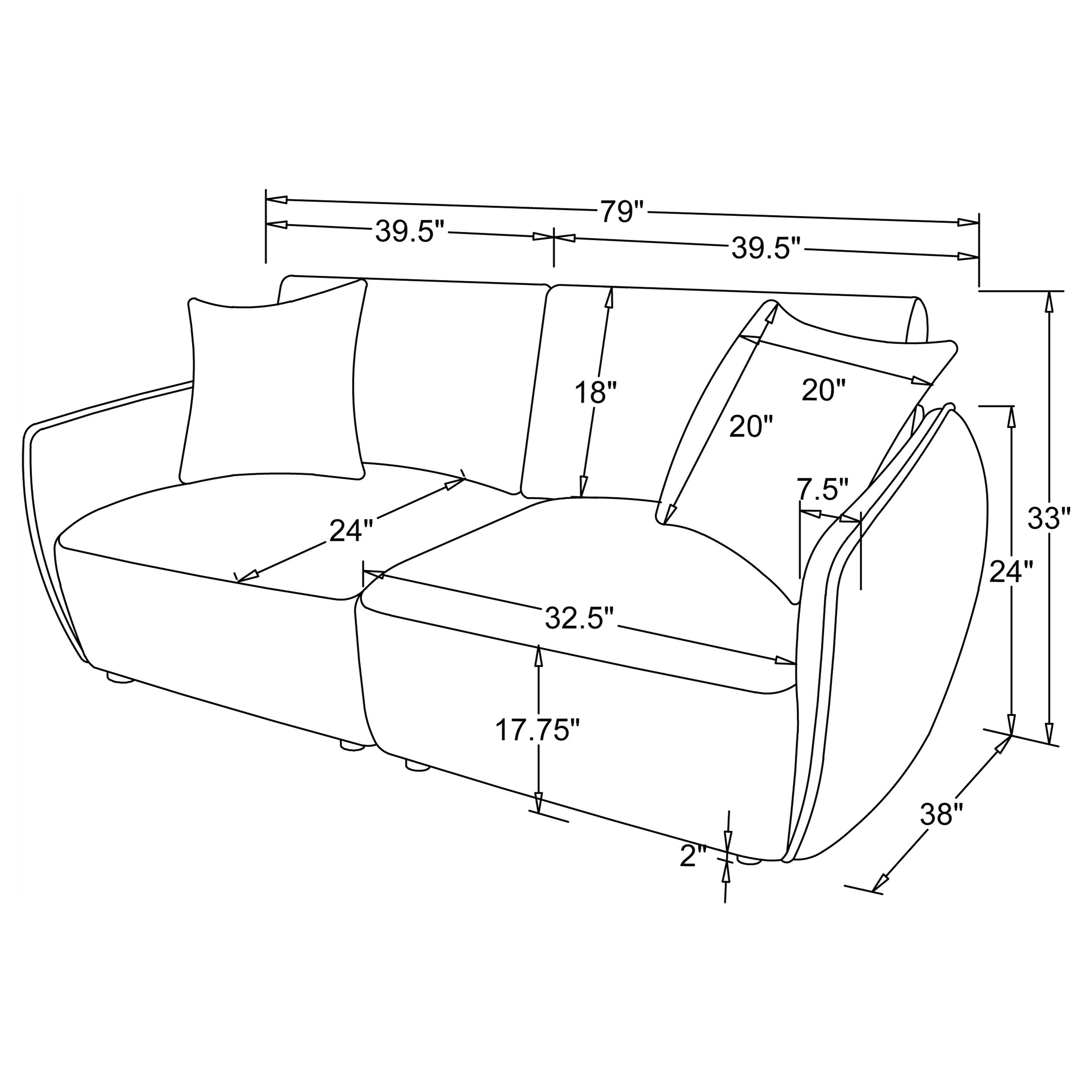 Elysia Chenille Upholstered Modular Lounge Loveseat Coral — view 10