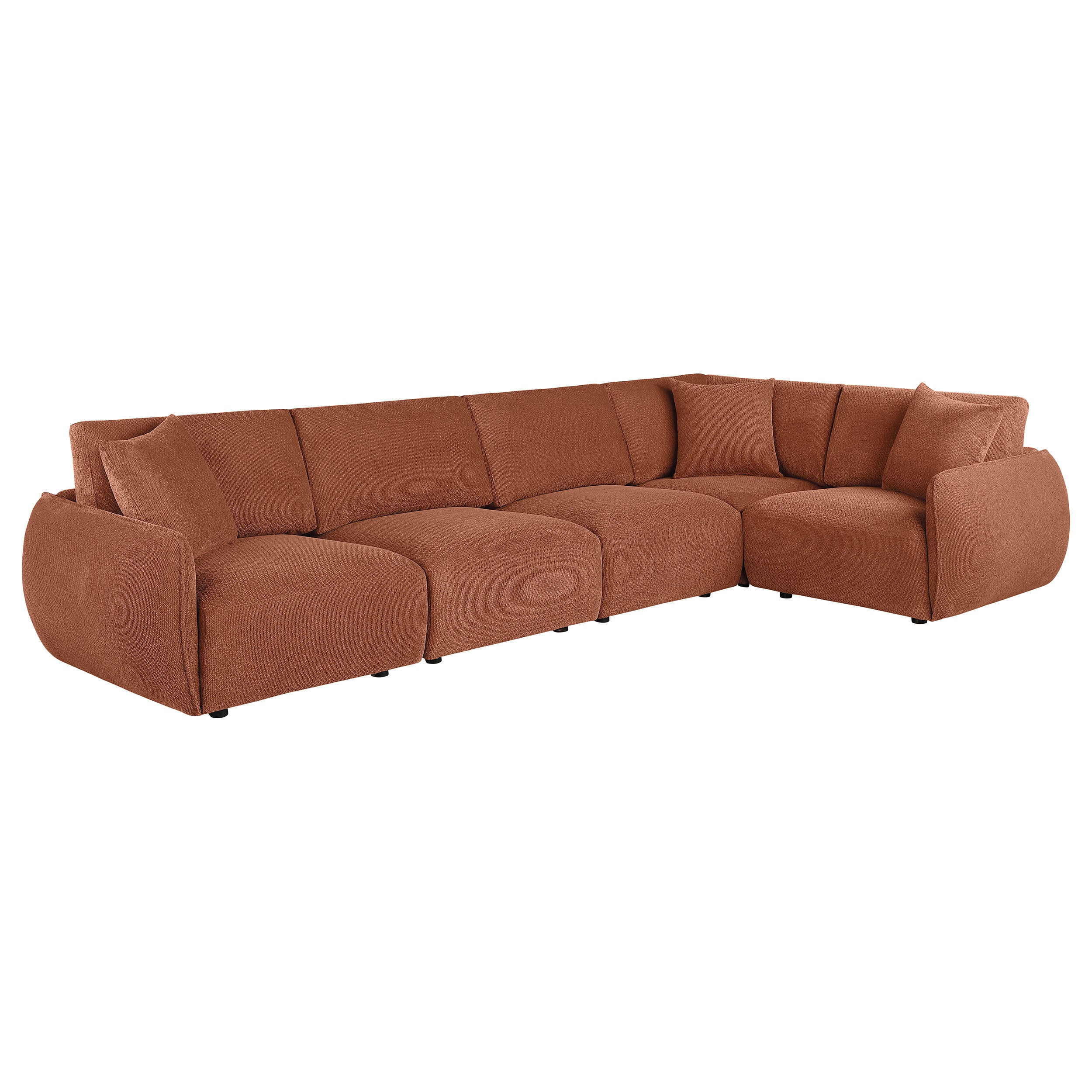 Elysia 5-piece Chenille Upholstered Modular Sectional Sofa Coral — view 6