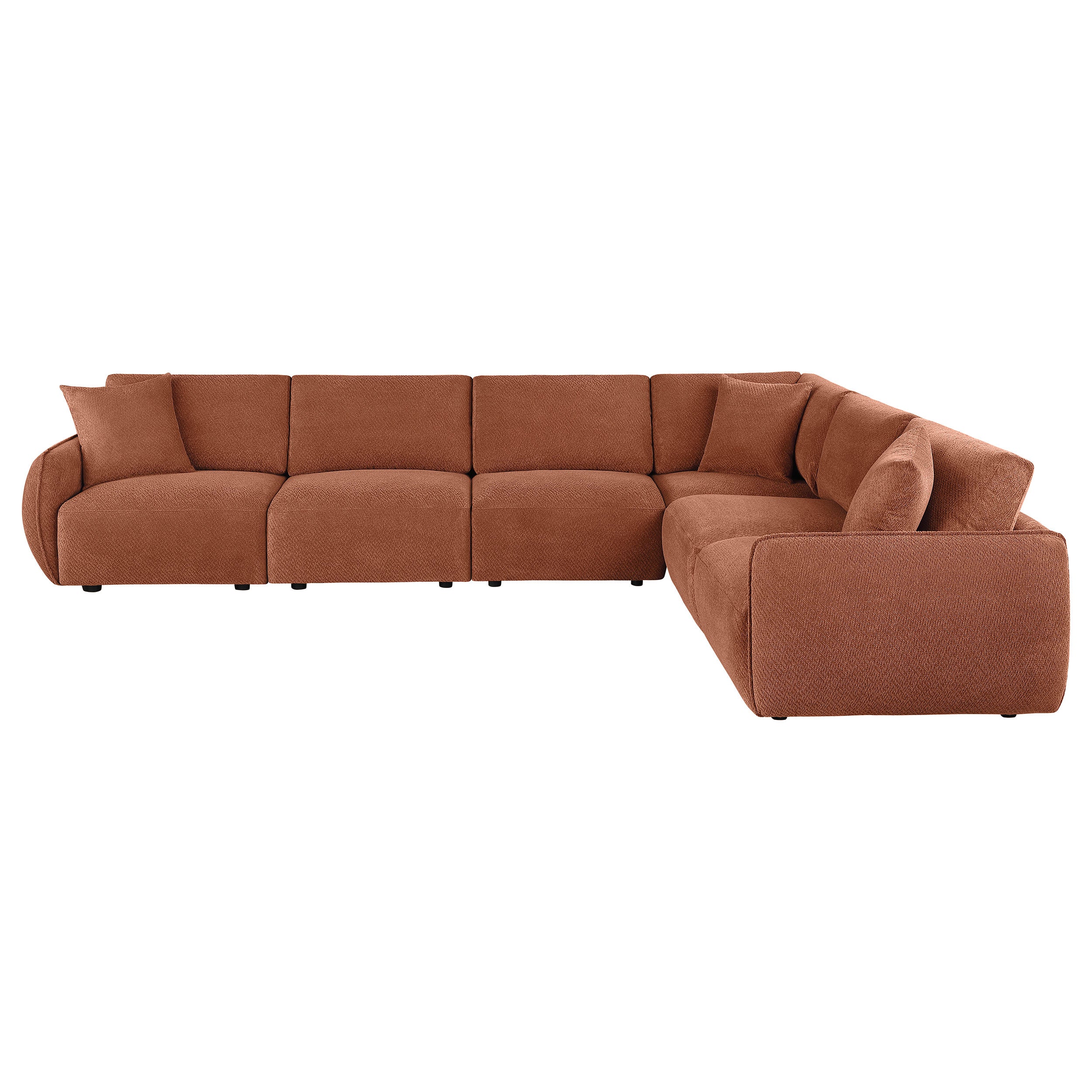 Elysia 6-piece Chenille Upholstered Modular Sectional Sofa Coral — view 3