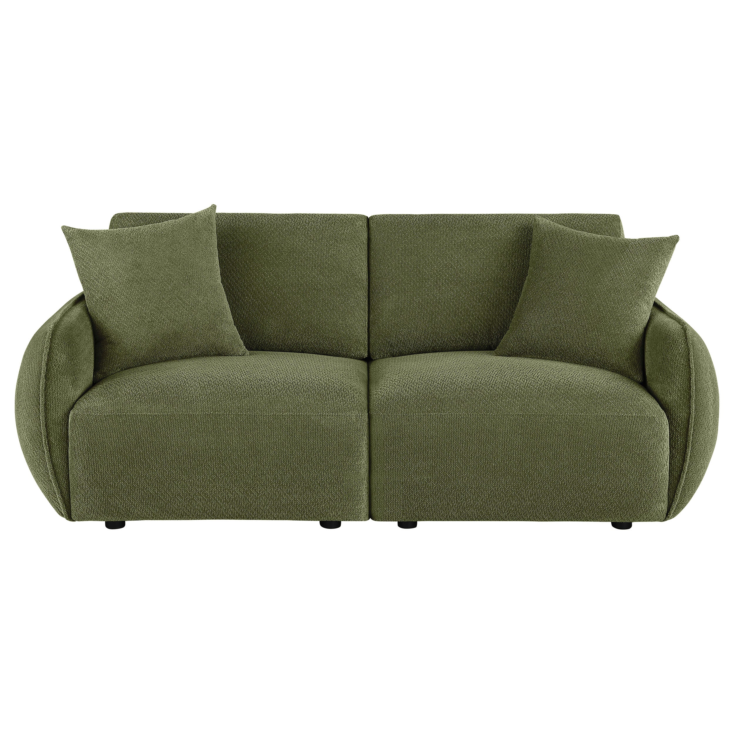 Elysia Chenille Upholstered Modular Lounge Loveseat Green — view 3