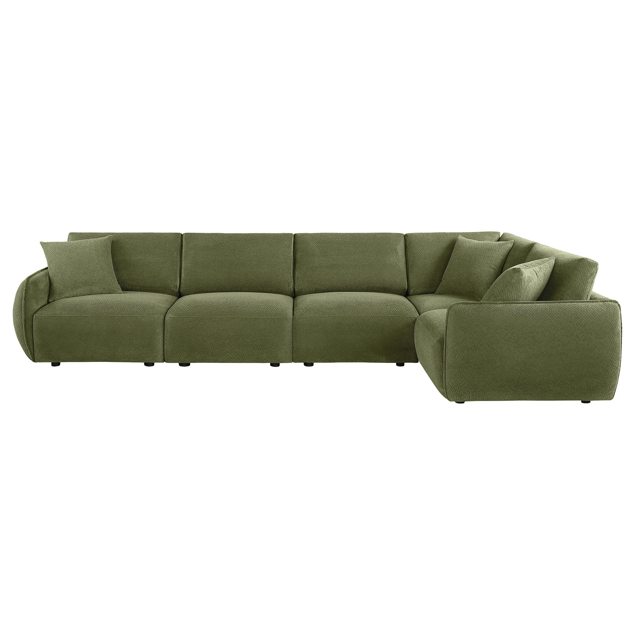 Elysia 5-piece Chenille Upholstered Modular Sectional Sofa Green — view 7