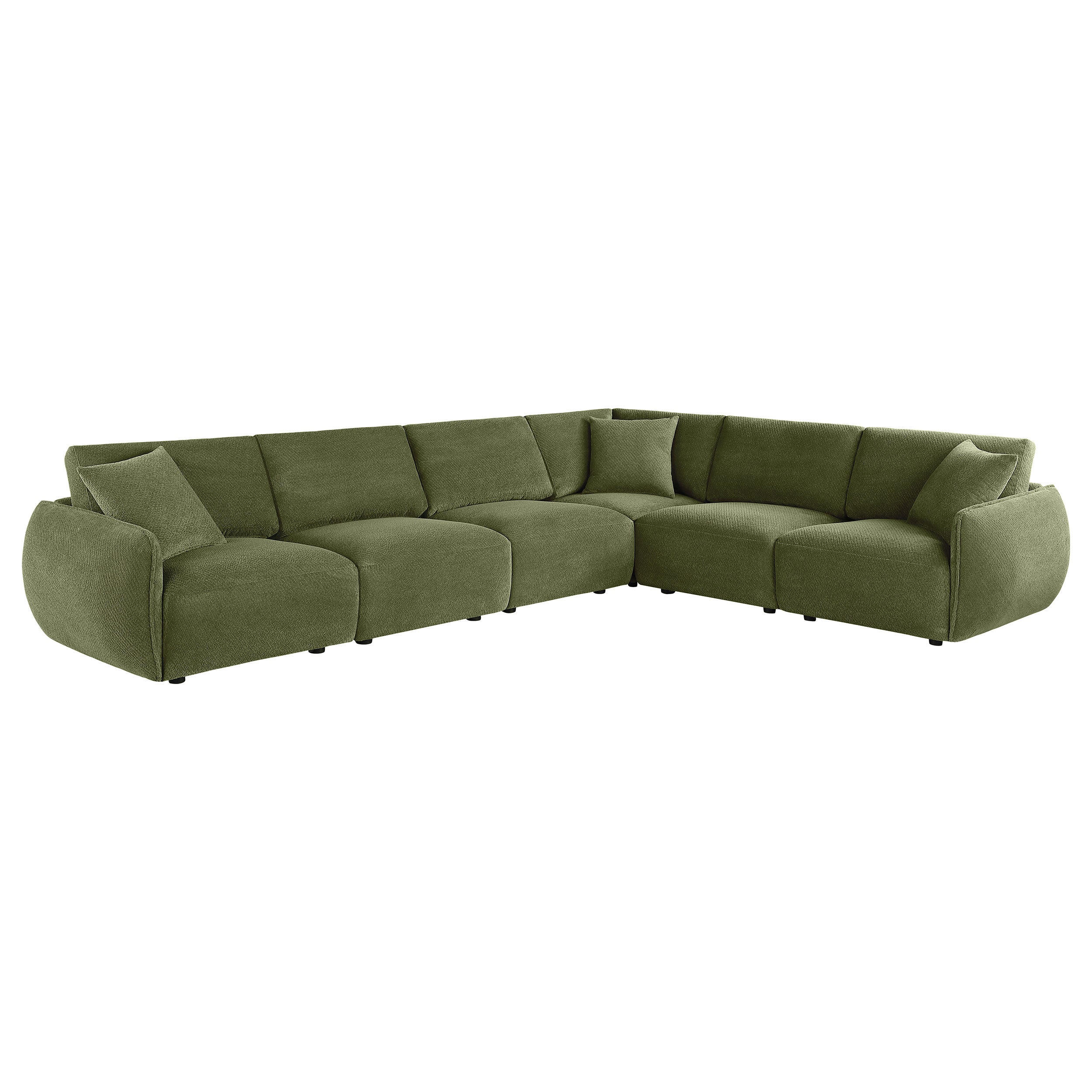 Elysia 6-piece Chenille Upholstered Modular Sectional Sofa Green — view 1