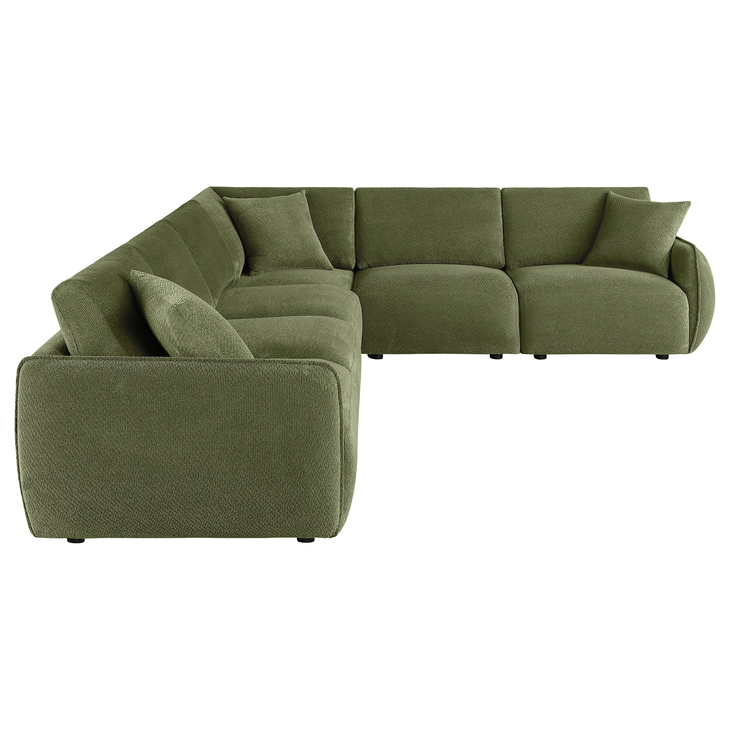 Elysia 6-piece Chenille Upholstered Modular Sectional Sofa Green — view 5