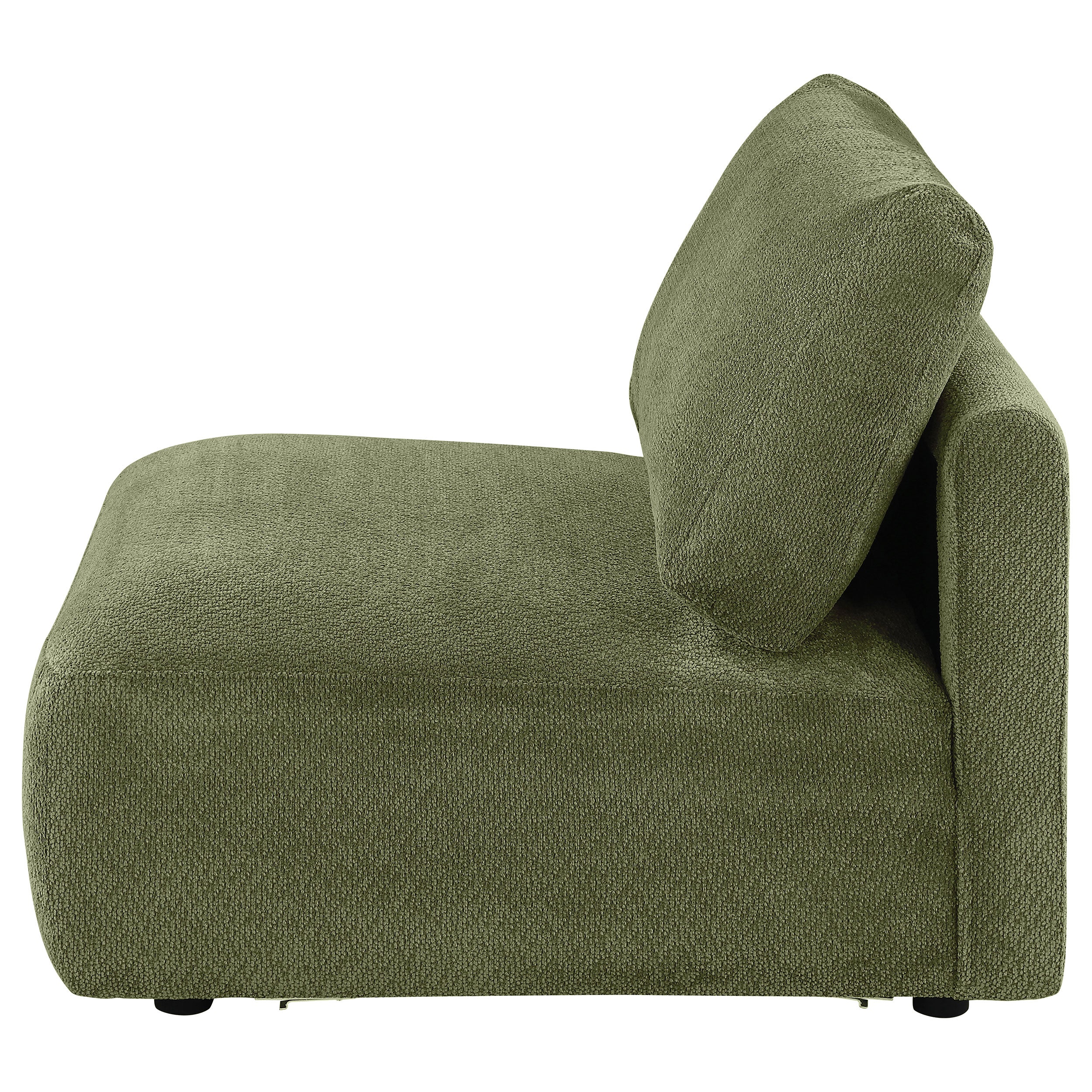 Elysia Chenille Upholstered Modular Armless Chair Green — view 4