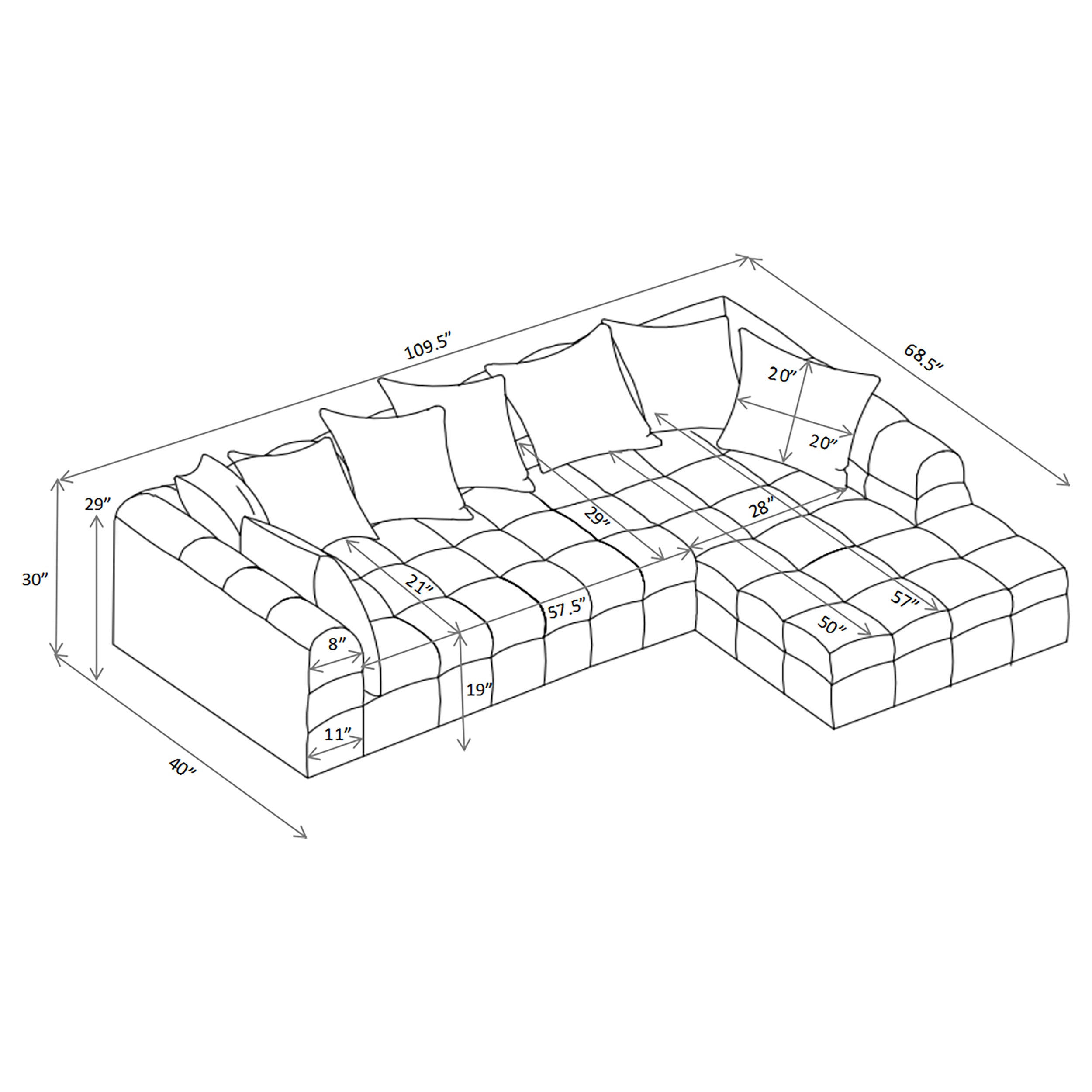 Amara 2-Piece Upholstered Sectional Sofa — view 9