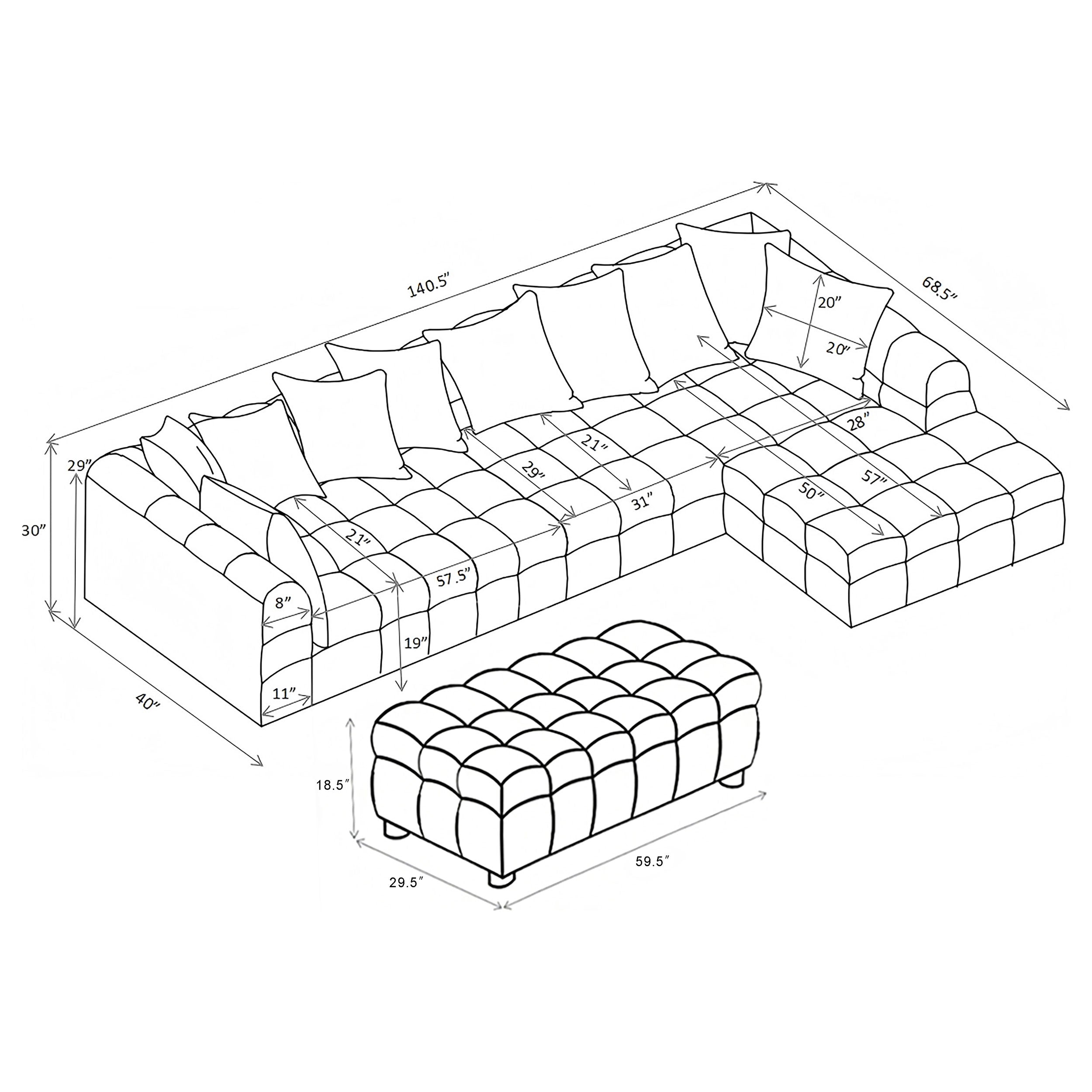 Amara 4-Piece Upholstered Sectional Sofa — view 11