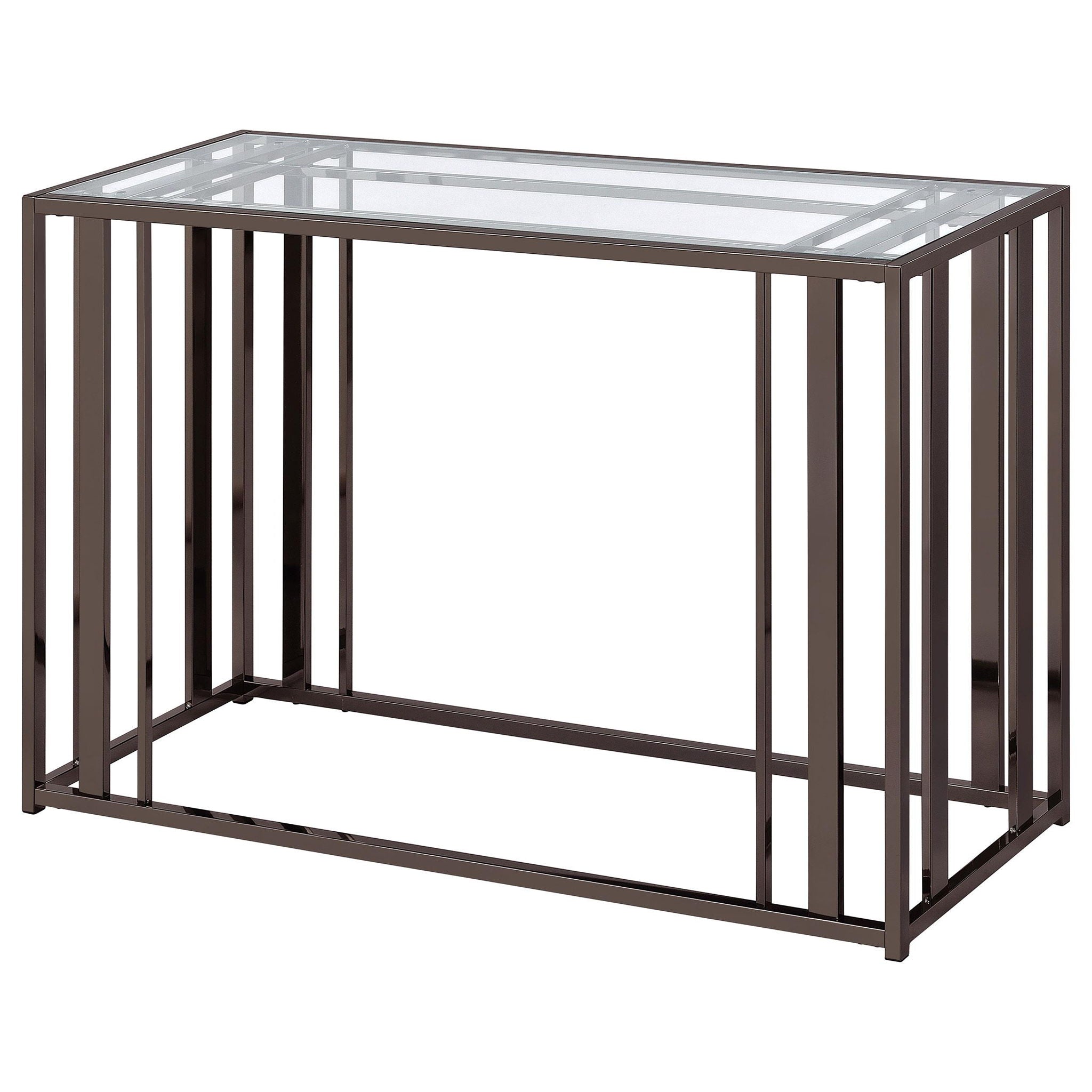 Adri Glass Top Entryway Console Table Black Nickel