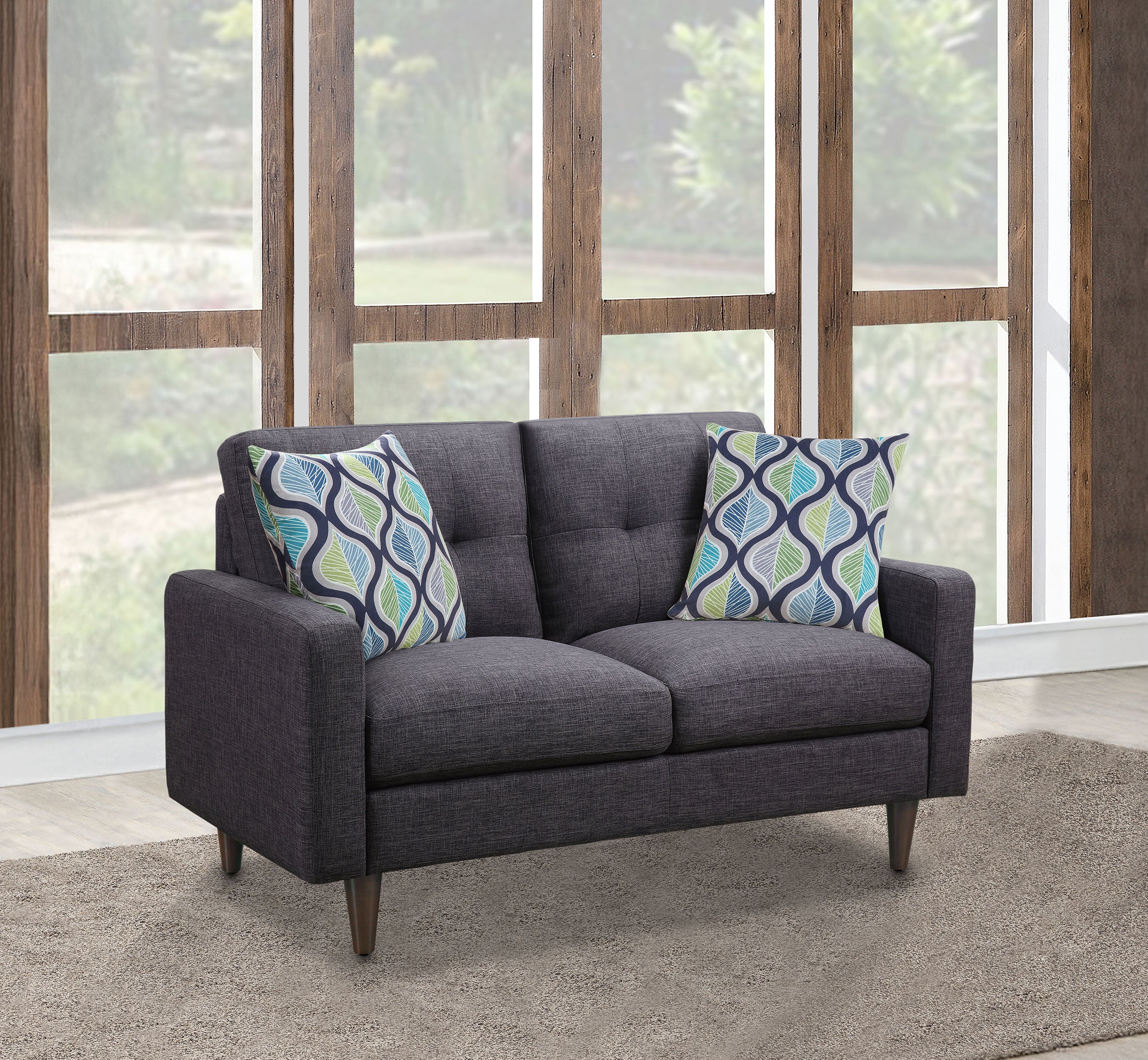 Watsonville Upholstered Track Arm Tufted Loveseat Grey — view 2