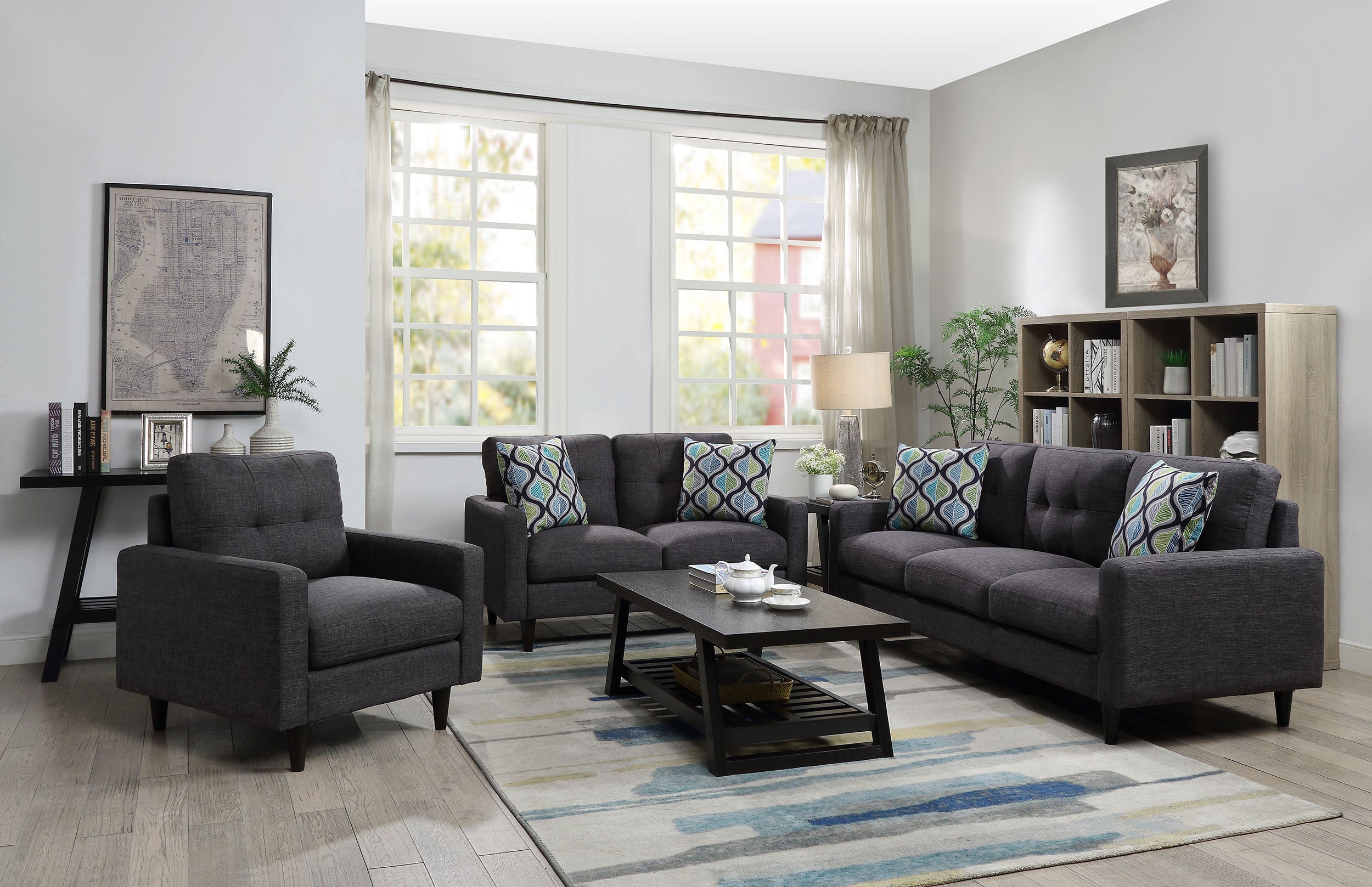 Watsonville Upholstered Track Arm Tufted Loveseat Grey — view 11