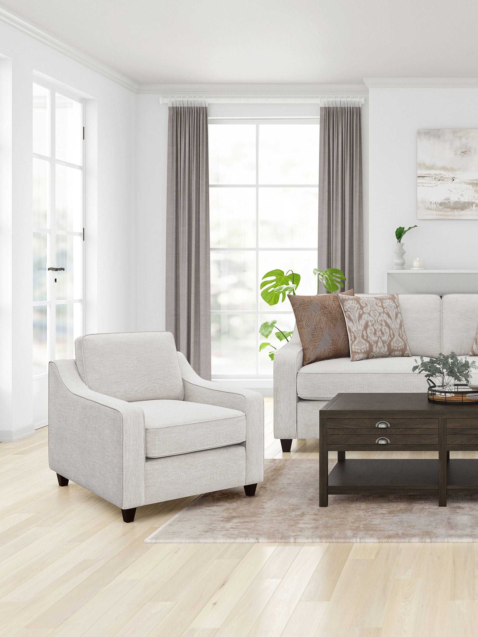 Christine Upholstered Sloped Arm Accent Chair Beige — view 2