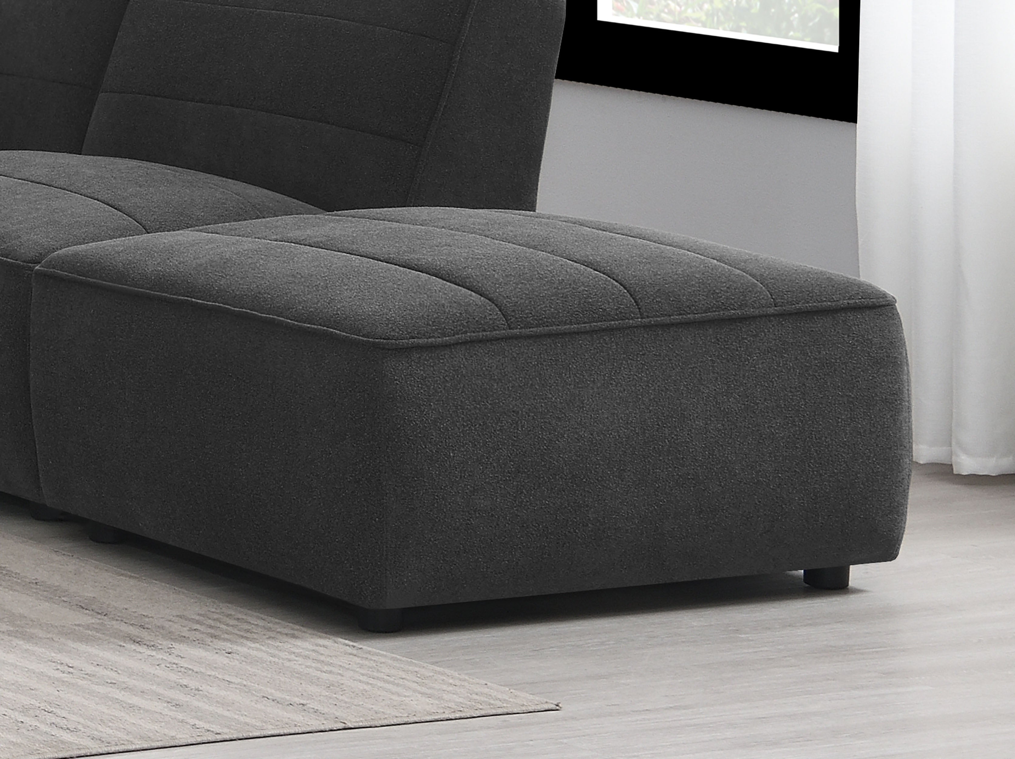 Sunny Square Upholstered Ottoman Dark Charcoal — view 2