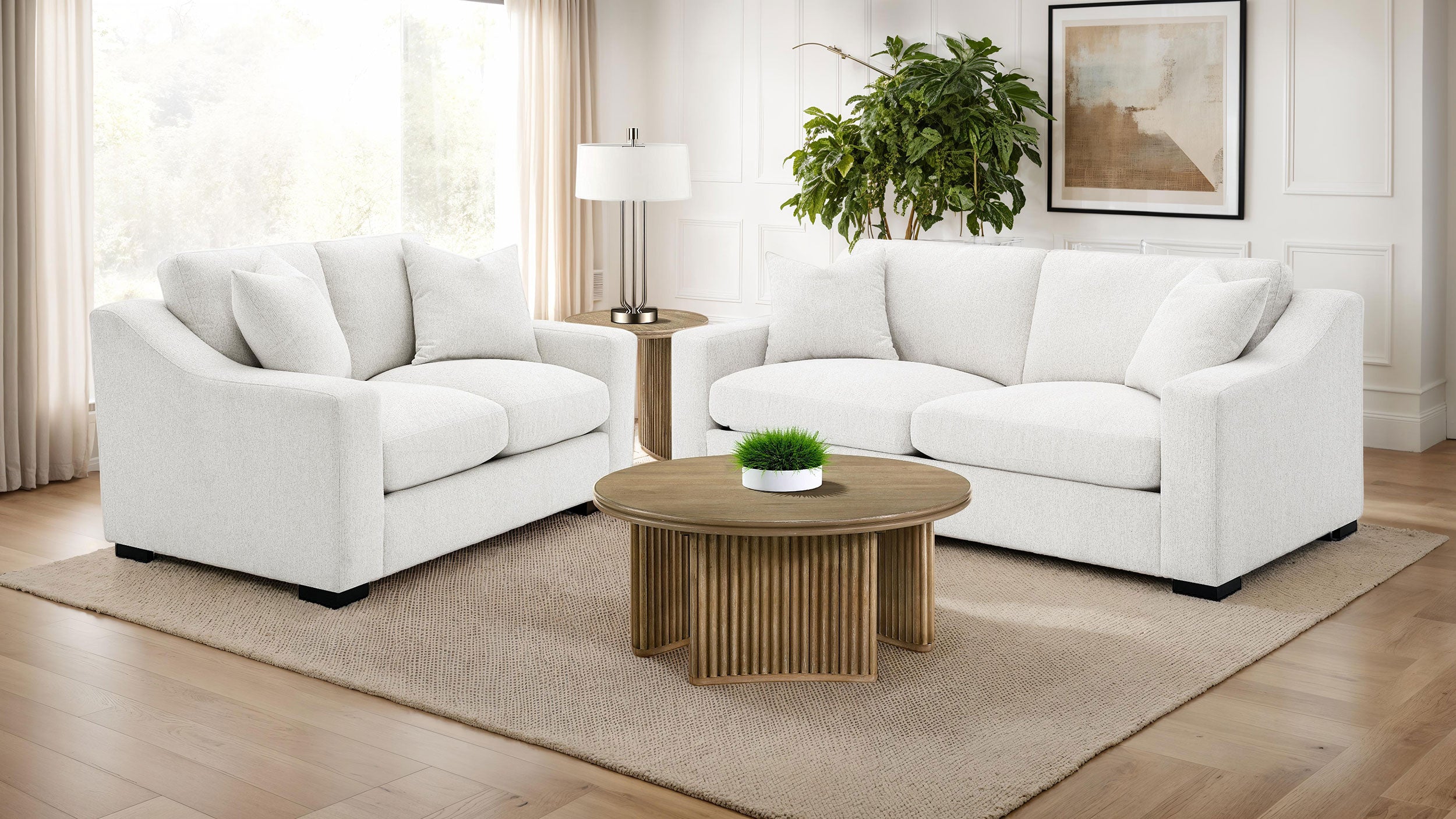 Ashlyn 2-piece Upholstered Track Arm Sofa Set Sand — view 2