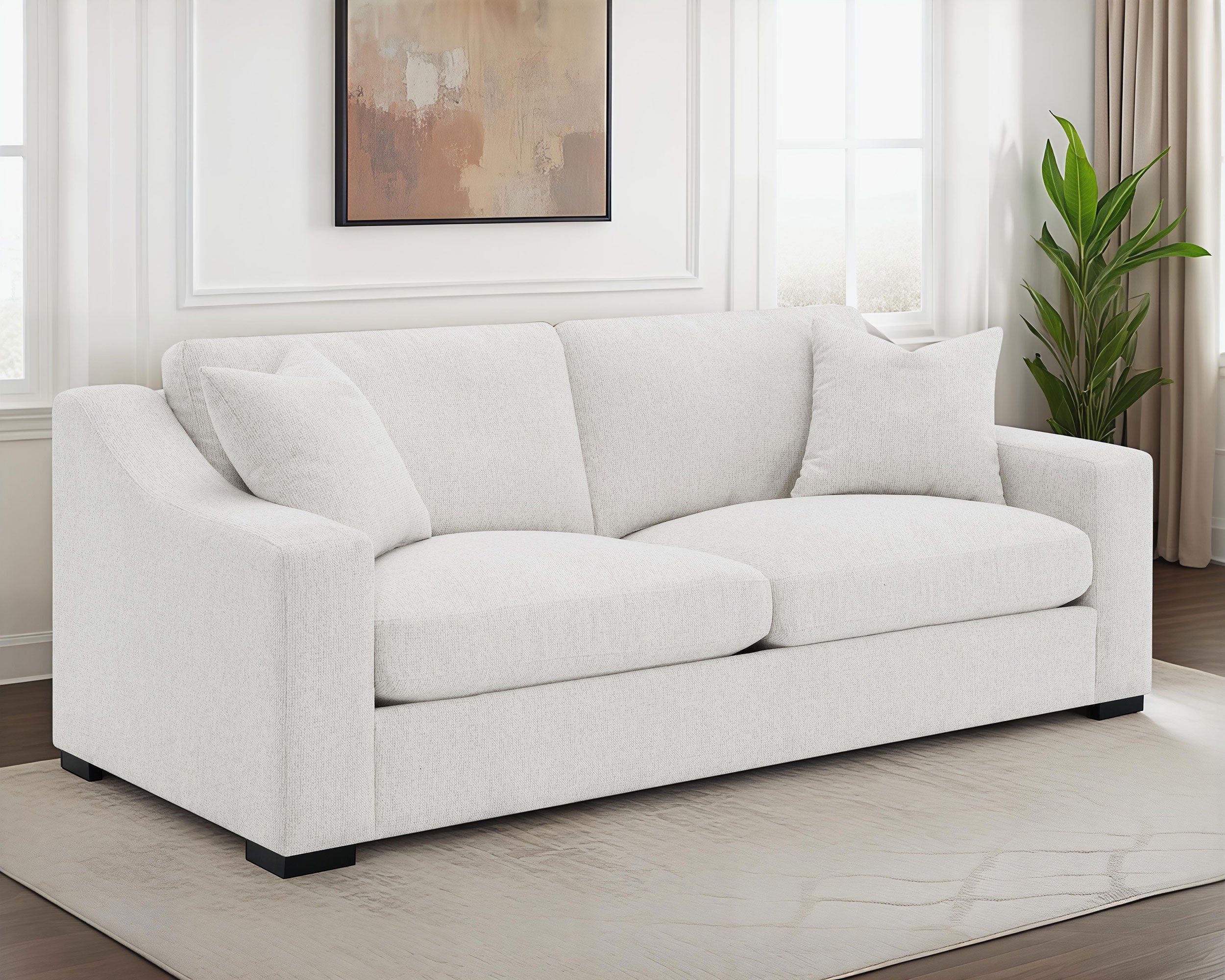 Ashlyn Fabric Upholstered Track Arm Sofa Sand — view 2