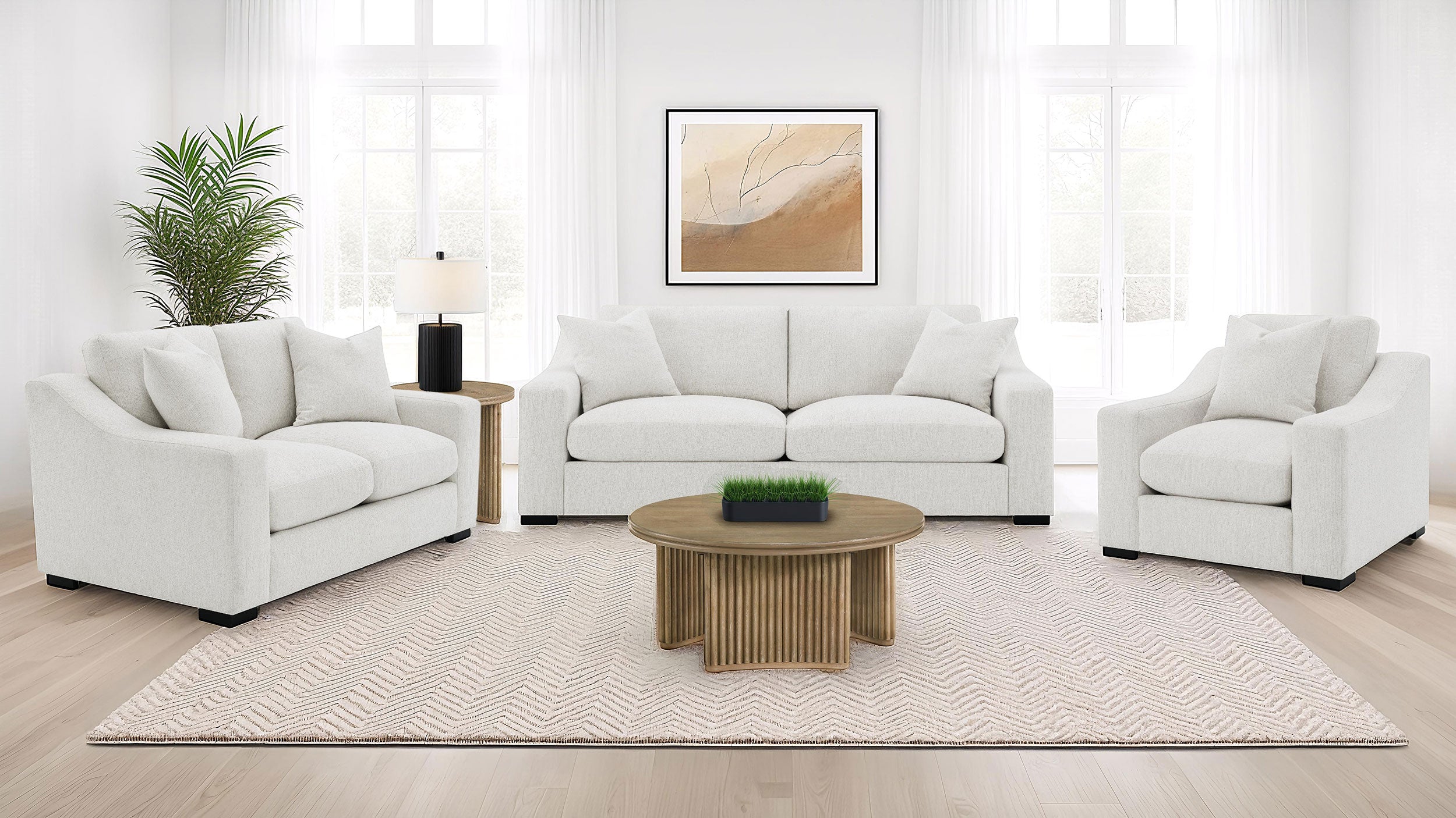 Ashlyn Fabric Upholstered Track Arm Sofa Sand — view 12